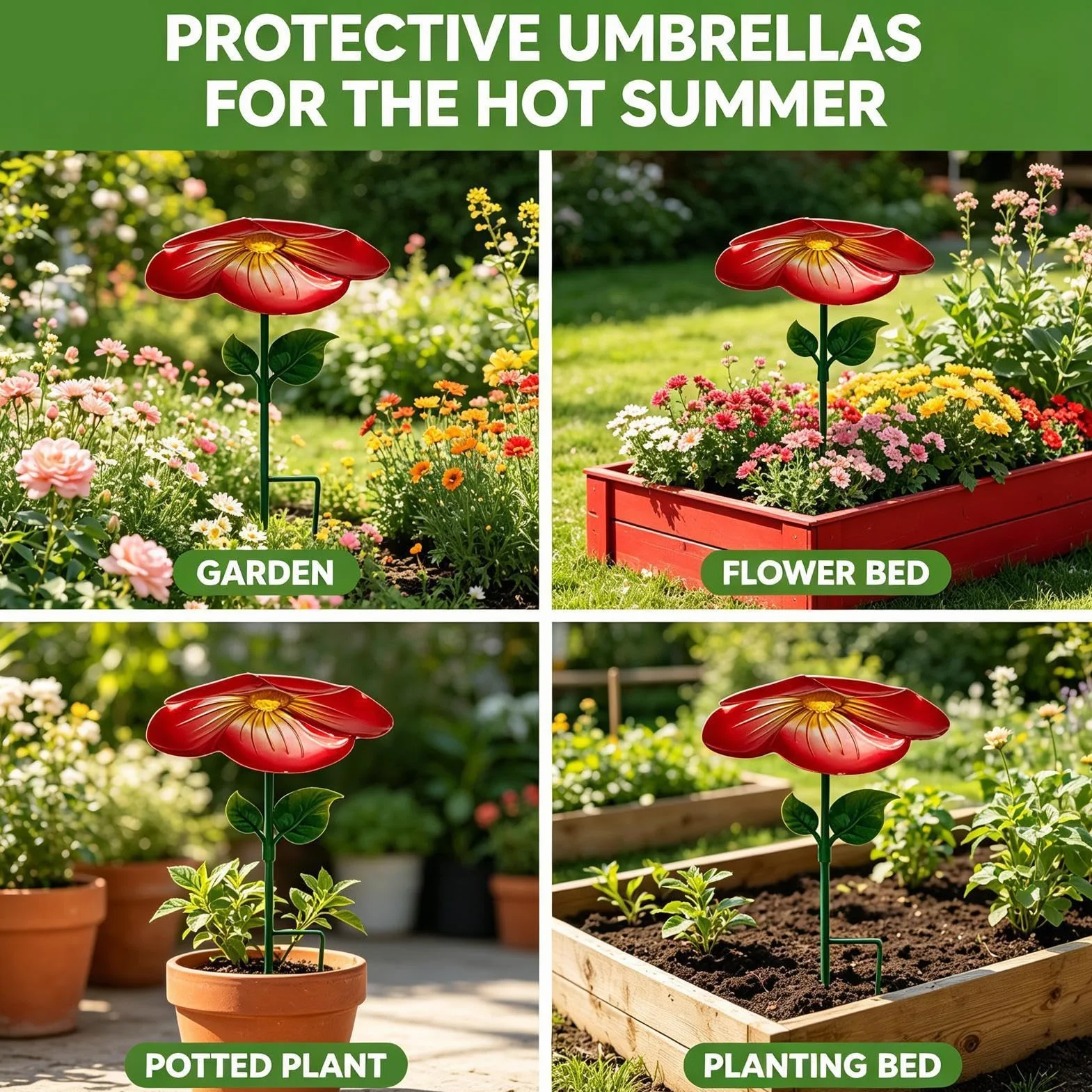 Sombrilla para Plantas - Estaca De Metal Para Flores Y Cactus De Jardín Con Sombra - Sombrilla de Macetas | para Jardineros Caseros Cultivadores de Hortalizas Coleccionistas de Suculentas y Cactus