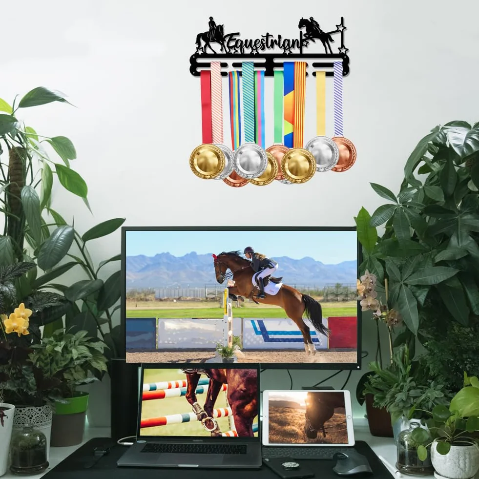 SUPERDANT Medal Hanger Display Rack Horse Stars Sports Trophy Holder Awards Ribbon Display