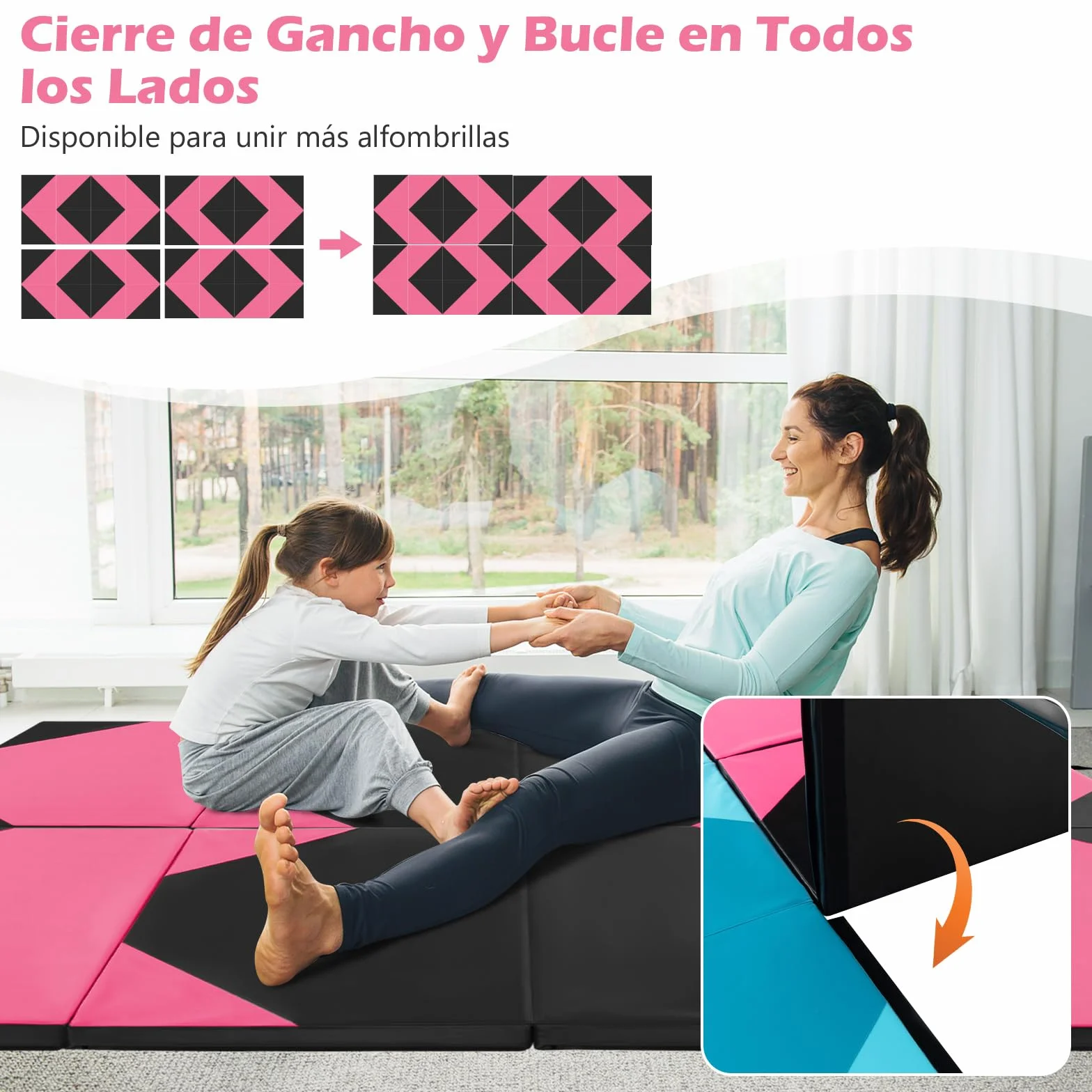 COSTWAY Colchoneta de Gimnasia Plegable 300x117x5 cm Esterilla Impermeable PU 4 Paneles