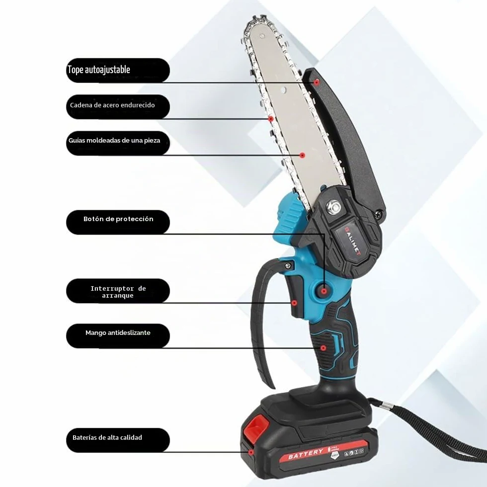 Mini Motosierra Bateria, 6 Pulgadas Eléctrica Motosierra de Mano | para Tijeras de Jardín, poda y corte de madera, herramienta eléctrica de jardín