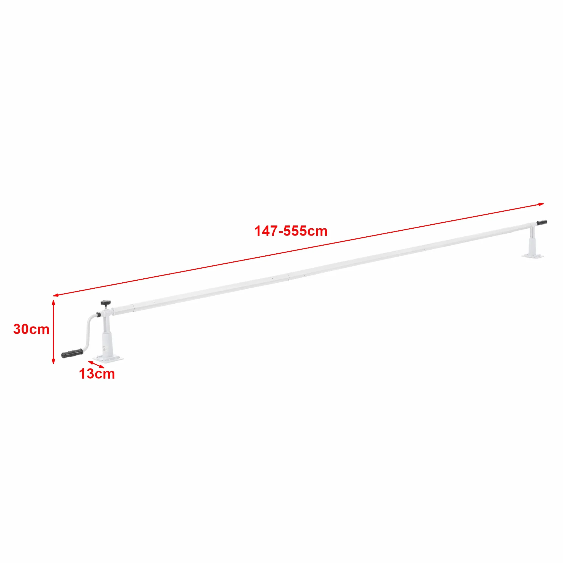 [en.casa] Enrollador de Cubierta de Piscina Retractor de Lona Longitud Ajustable Barra Telescópica 8 Correas con 2 Guías Aluminio Plástico 555x13x30 cm Multicolor