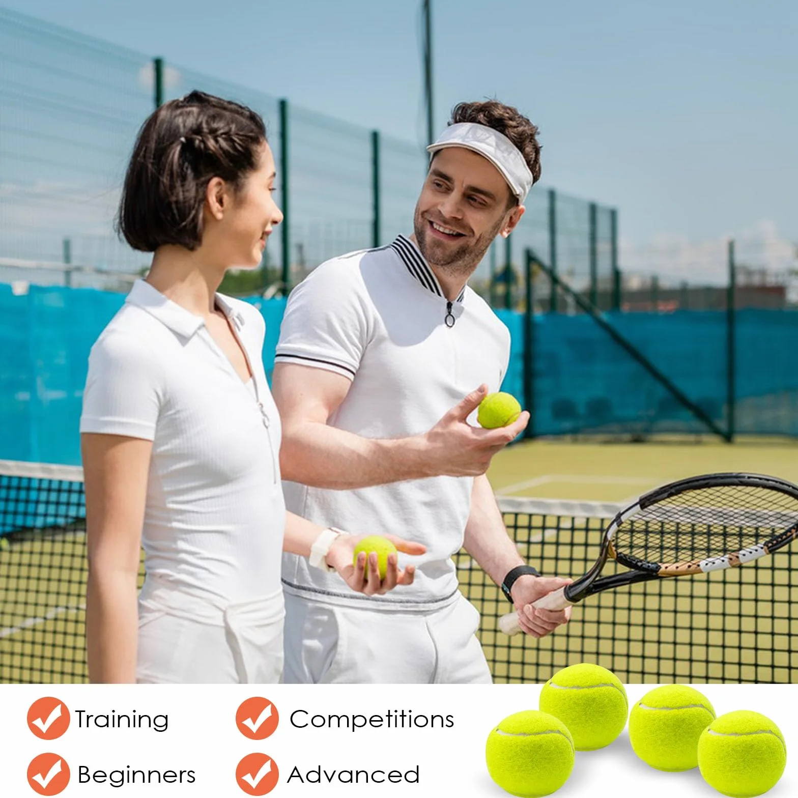 Pelotas de Tenis para Práctica, Perros y Principiantes - Bolsa de Entrenamiento, 12 Piezas