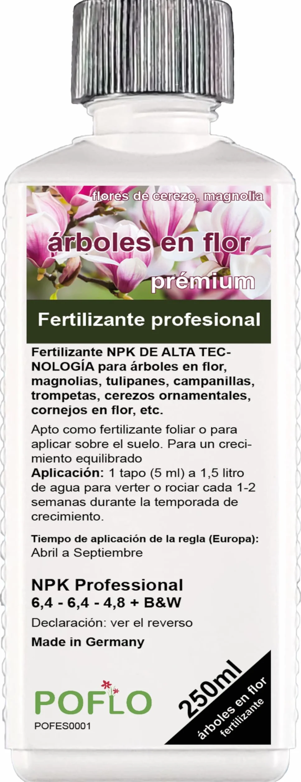 Fertilizante NPK de alta tecnología para árboles en flor, magnolias, tulipanes, campanillas, trompetas, cerezos ornamentales, cornejos en flor, etc. (250ml)