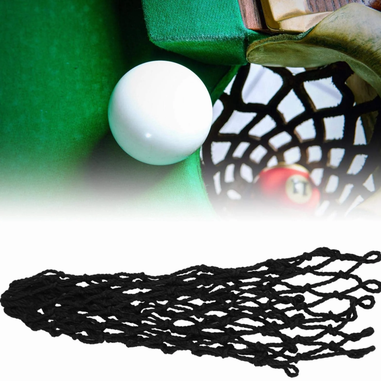 Bolsa de Malla de Billar de Nylon 6PCS Set para Mesa de Billar Negro