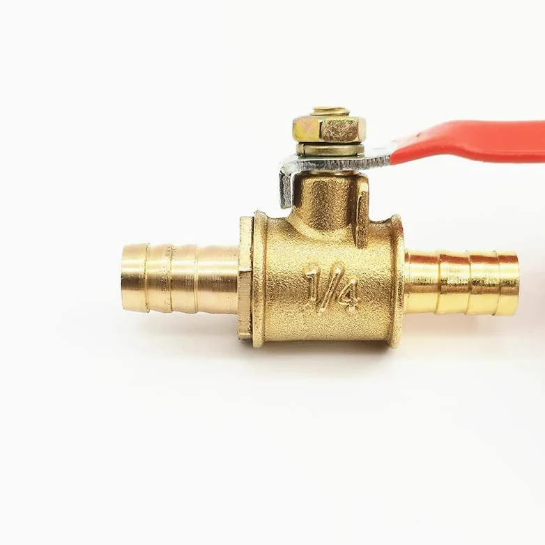 Conector de toque de manguera, Válvula en línea de espiga for manguera de 2 uds, accesorios de válvula de bola de corte de tuberías de agua, aceite, gas y combustible de latón de 6mm-12mm(Tu
