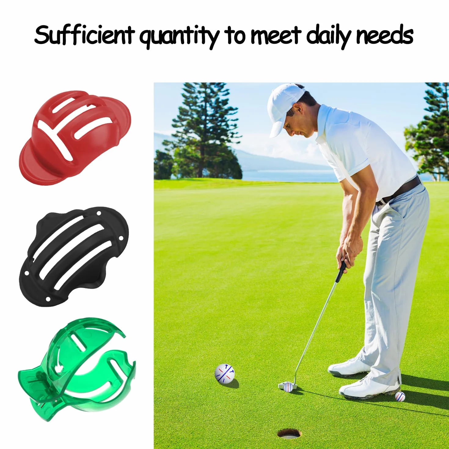 Pack de 3 herramientas de alineación de pelotas de golf, bolígrafos y clips marcadores
