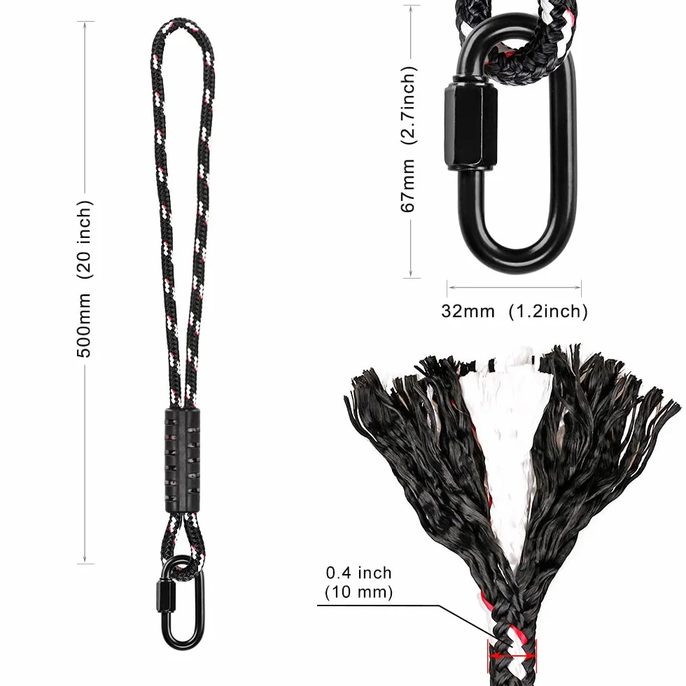 BeneLabel Cuerda de Escalada 50 cm 2 Unidades 10 mm 907 kg Mosquetón Montañismo