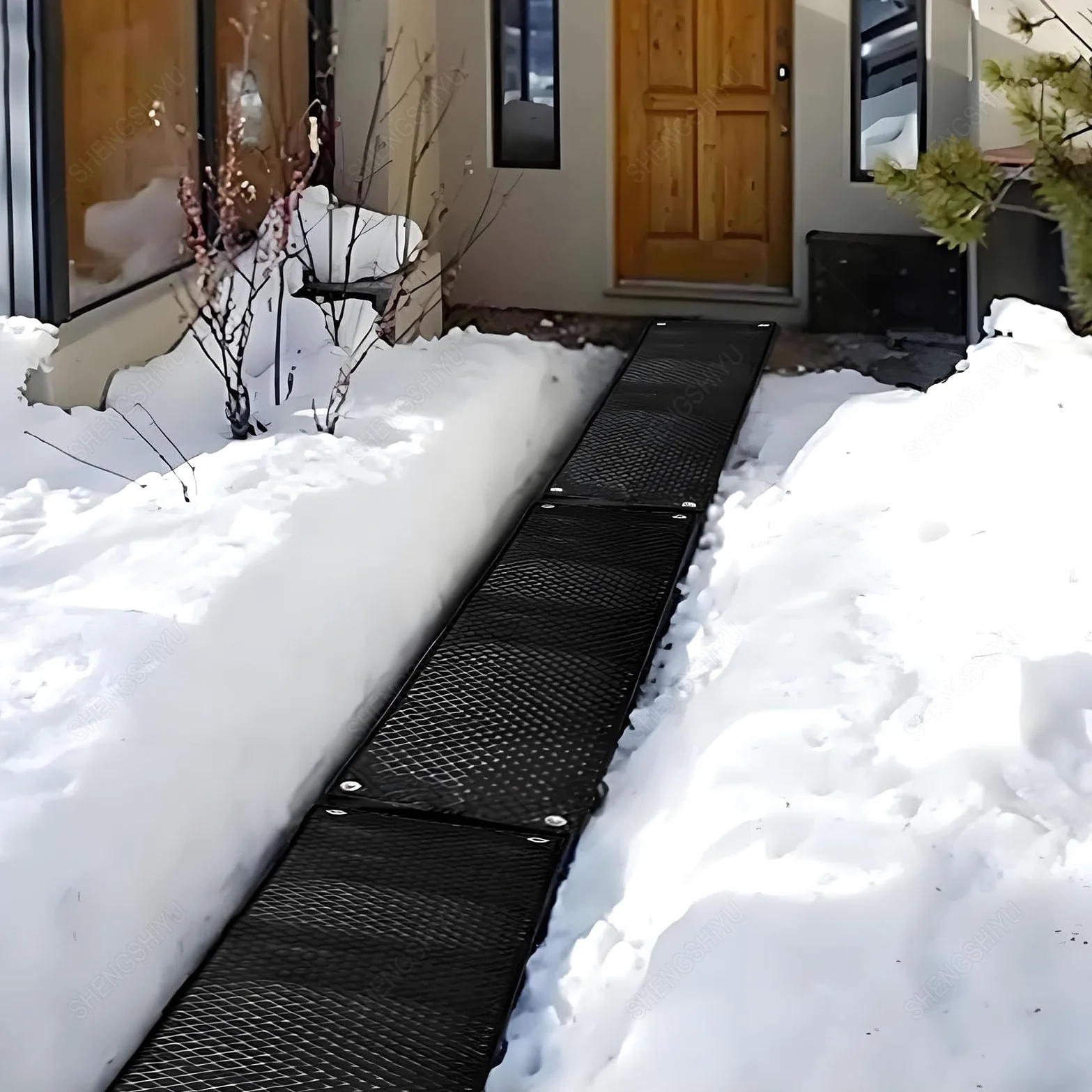 Alfombras Calefactoras Suelo 5PCS para Evitar Hielo en Entradas/Escaleras/Senderos,para Derretir Nieve,Hielo,Alfombras Calefactoras con Textura Antideslizante 5pcs-21 * 98in/54 * 250cm