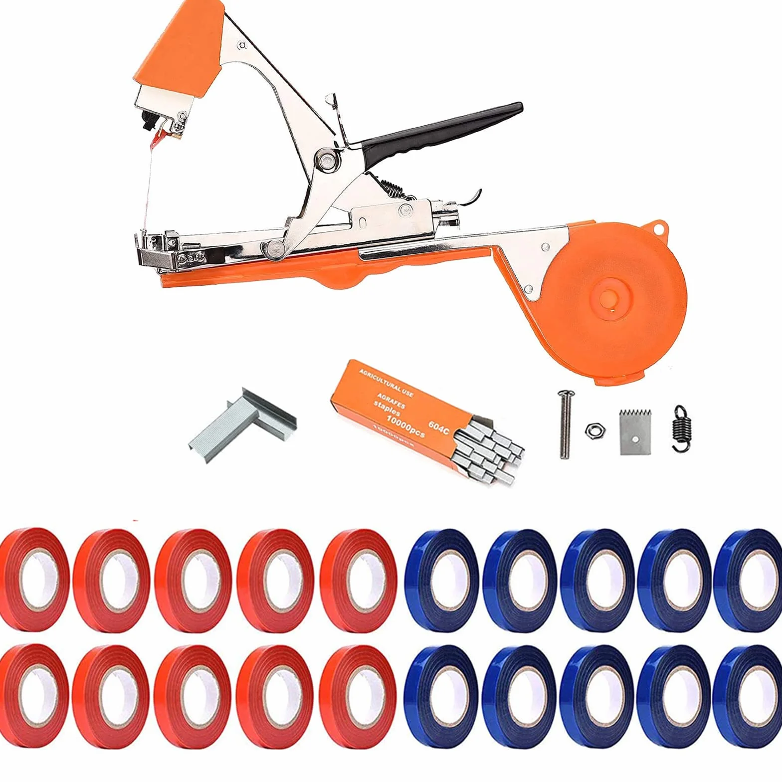 Legatrice per piante - Herramienta da Giardino per Vigneto e Rami (Pomodori, Berenjena, Flores, Verdura), Aleación Tape Tool Herramientas Huerto Pinza Legatrice(Orange)