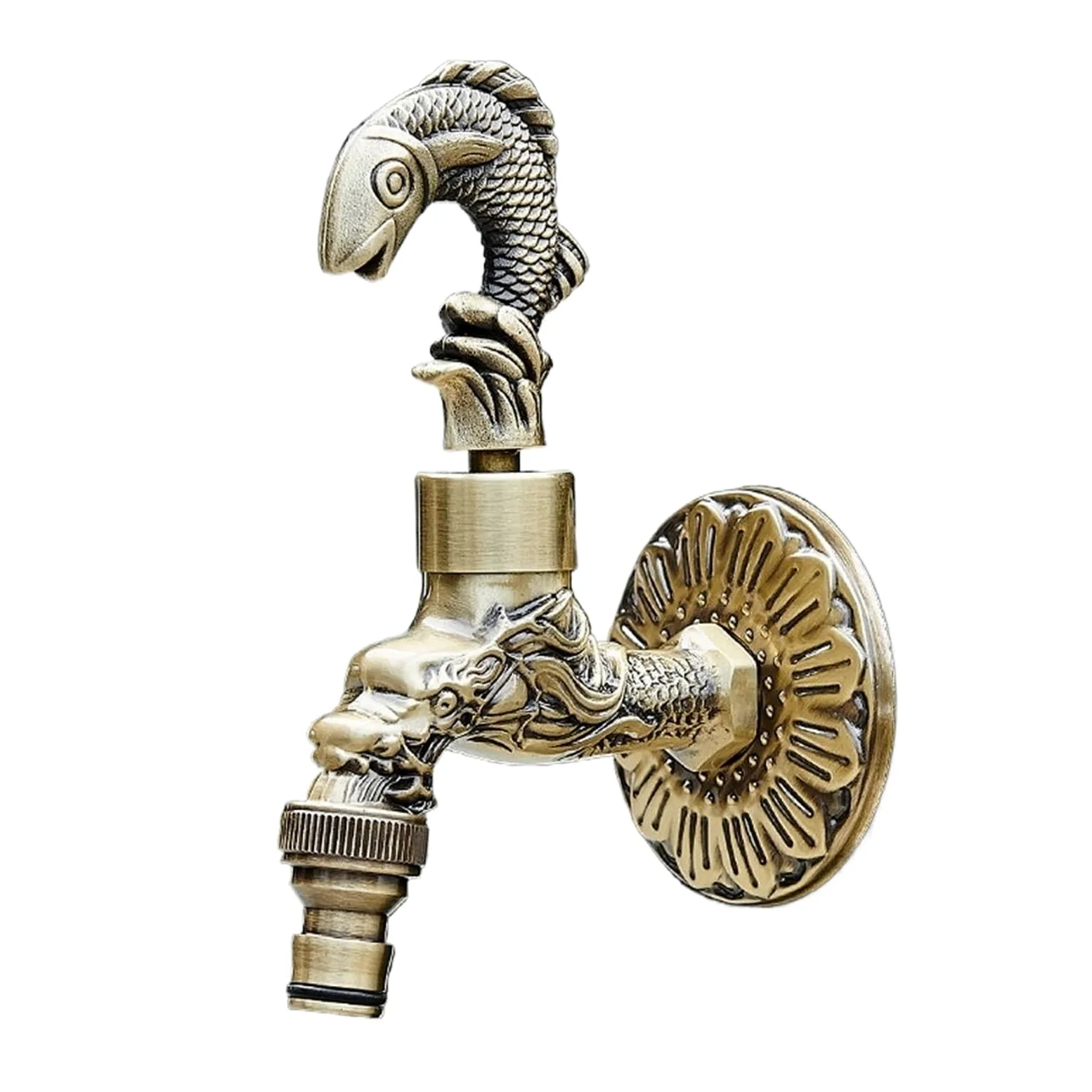 Grifo Exterior Jardin Grifo de latón tallado con grifo, grifos cobre for jardín al aire libre for lavadora, fregona inodoro lujo(Model 12)