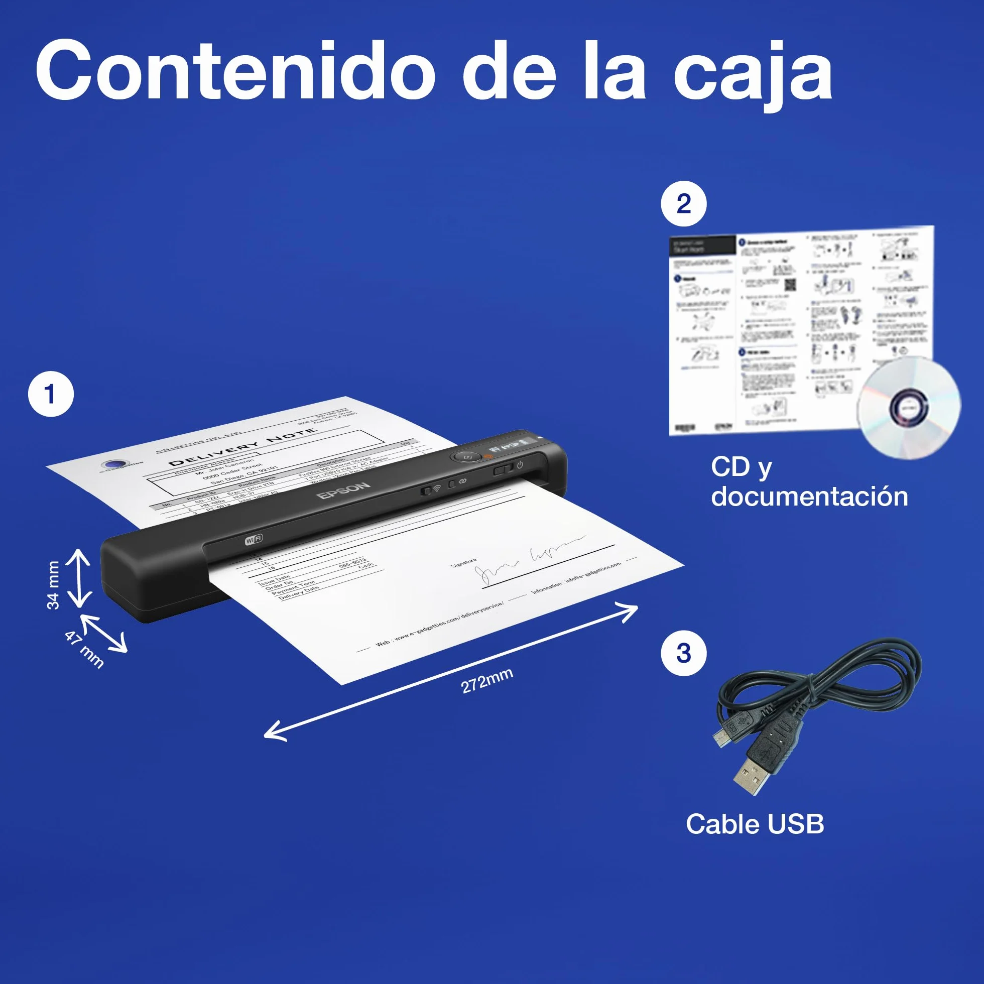 Epson Workforce ES-60W Escáner Portátil Inalámbrico WiFi USB