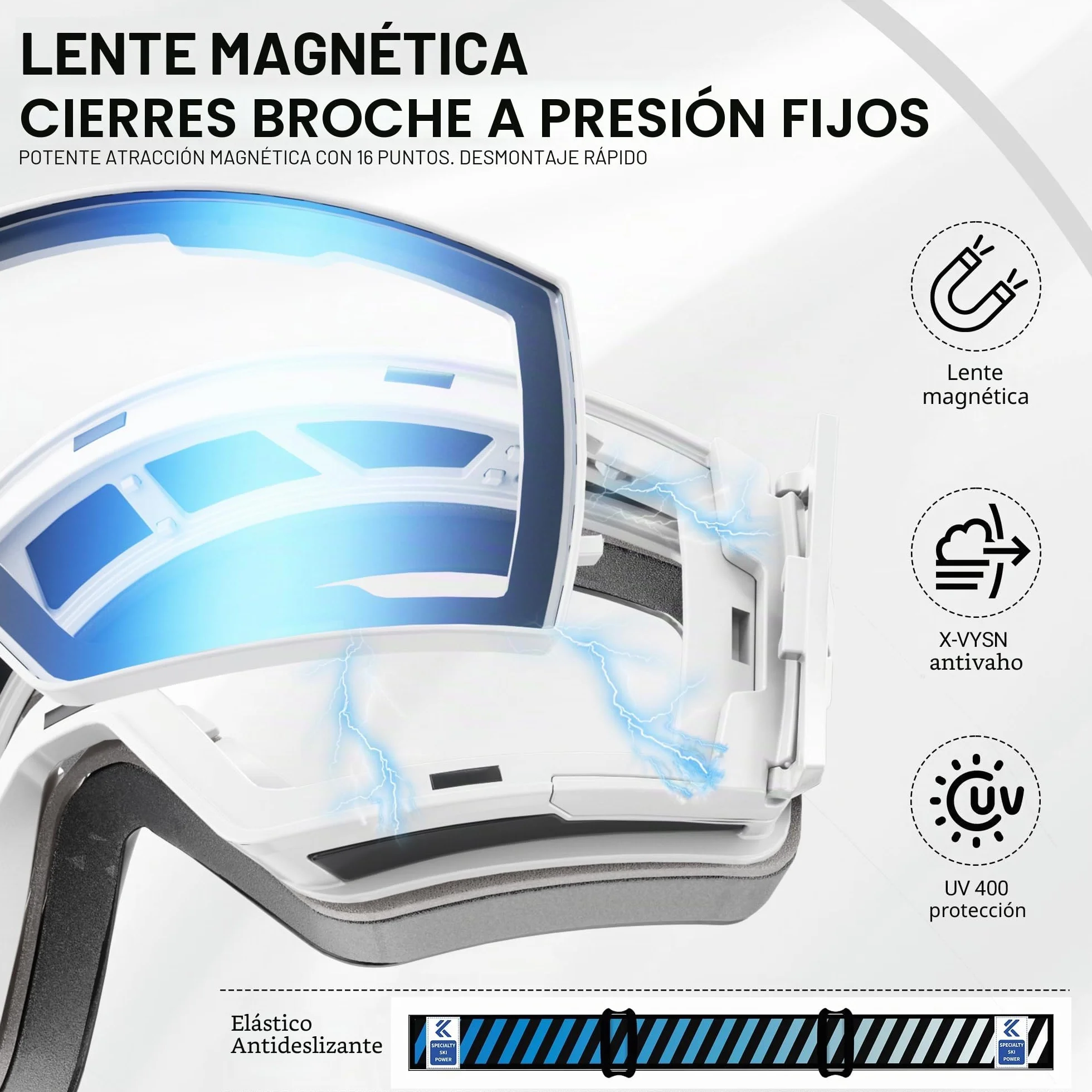 KAPVOE Gafas de Esquí Fotocromáticas Magnetizadas UV400 Antiniebla OTG K721