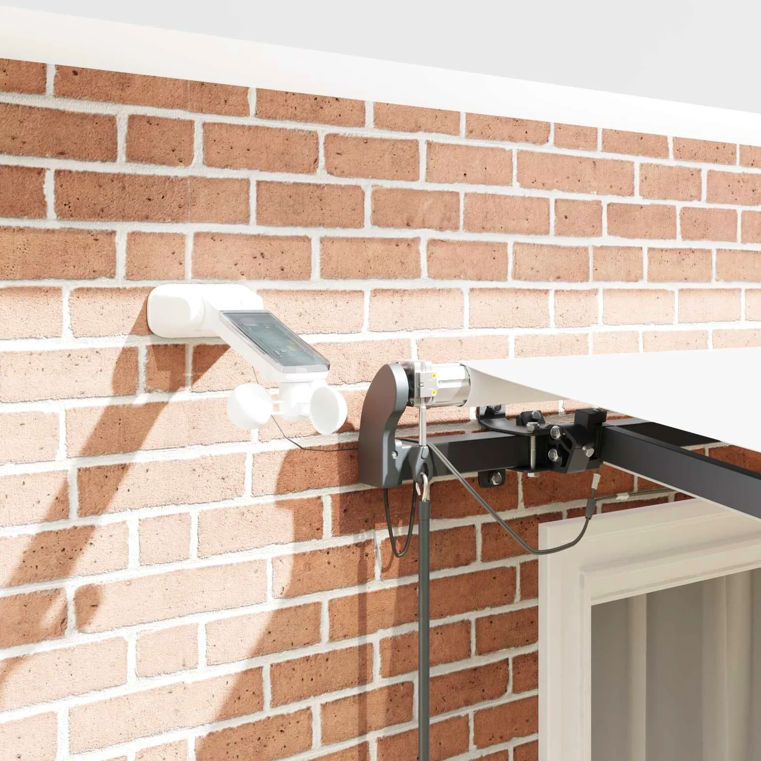 Toldo eléctrico con brazo articulado, 300 x 250 cm, color blanco, toldo motorizado de poliéster, con mando a distancia y sensor de viento, toldo retráctil para balcón, terraza y jardín