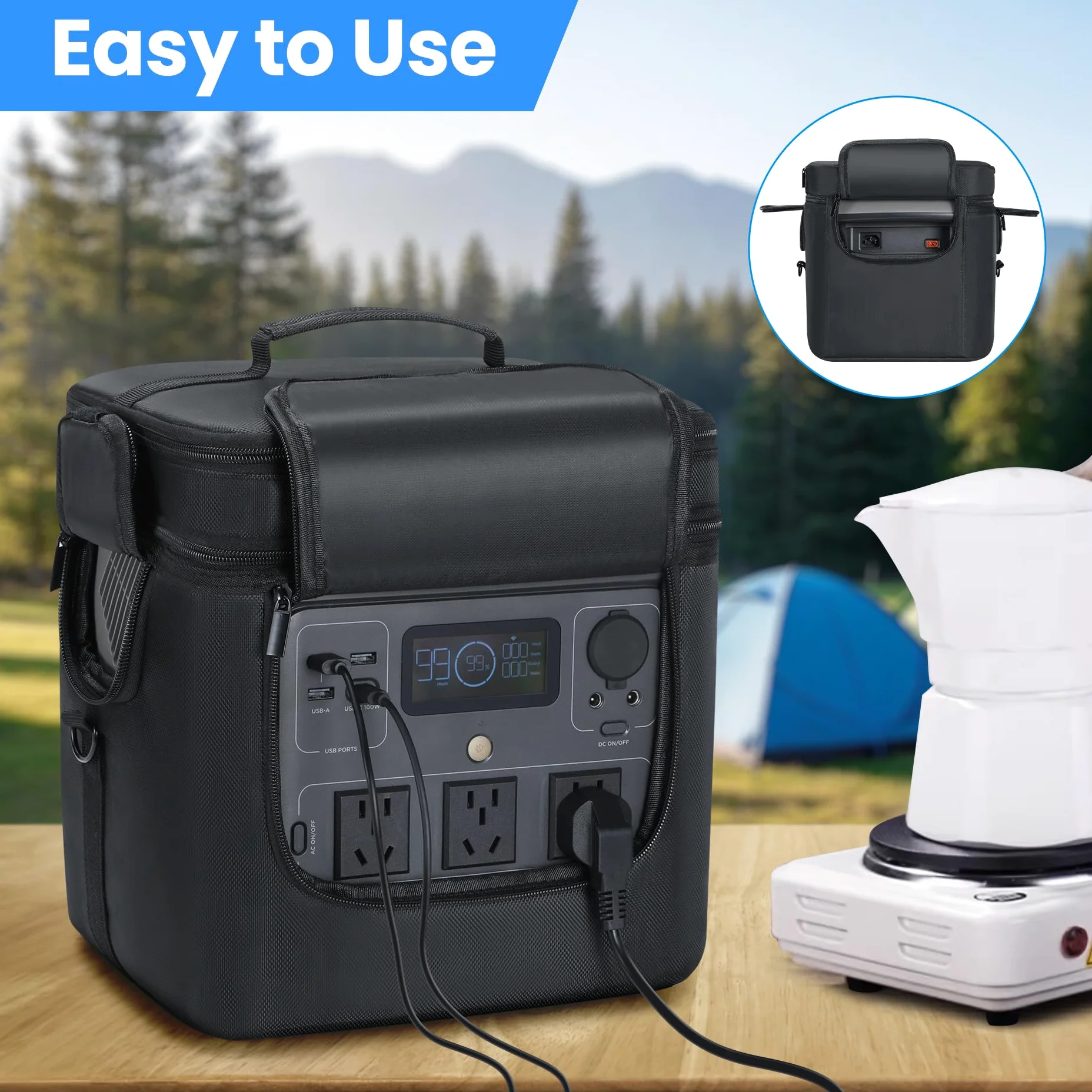 Funda de transporte compatible con ECOFLOW River 2 Pro, bolsa de viaje portátil para estación de energía con multipoclet para River 2 Pro, funda protectora para generador, bolsa de almacenamiento