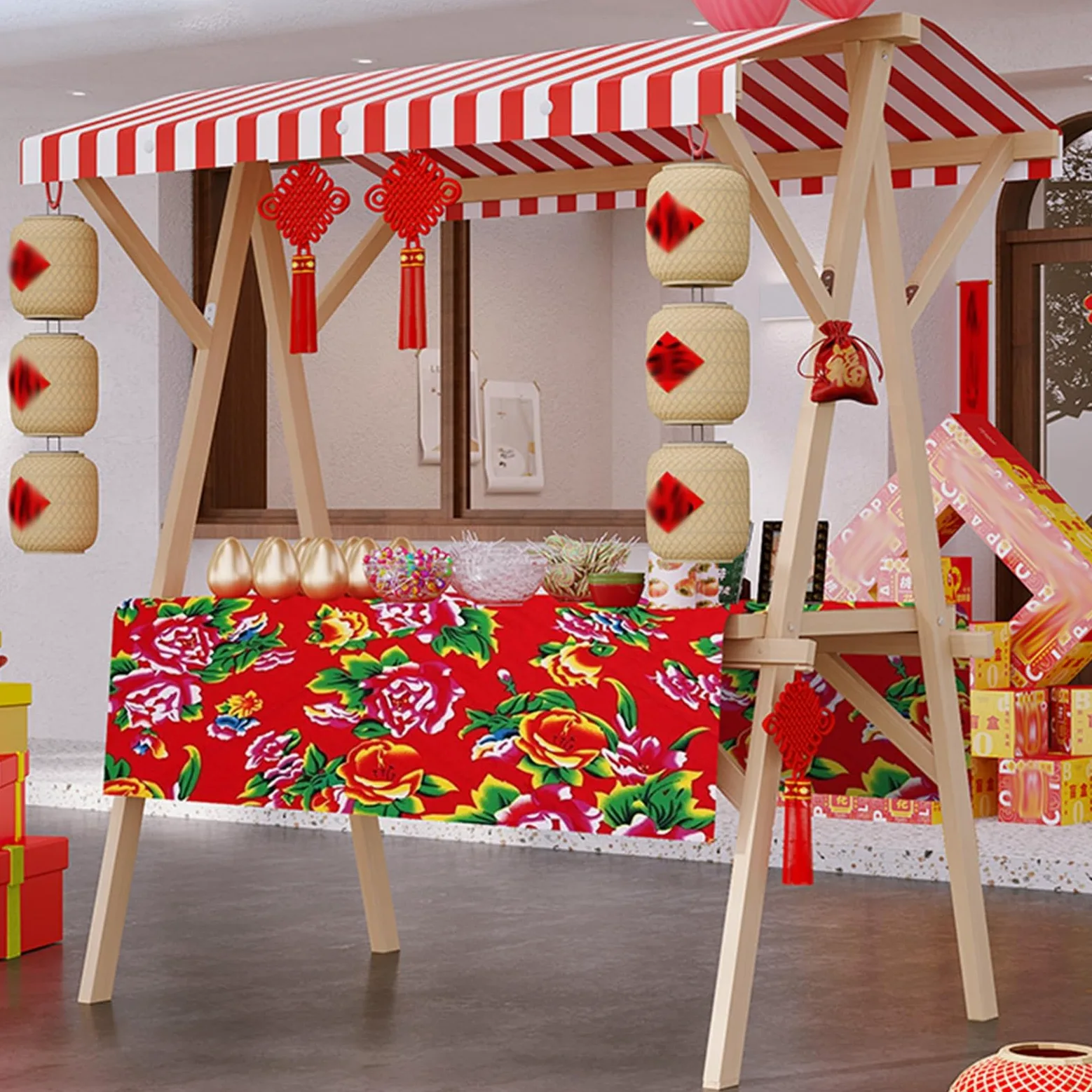 Carro de venta móvil plegable con toldo, carrito de empuje de 4 ruedas para comida callejera, flores, helados, perros calientes, ideal para mercados y eventos al aire libre