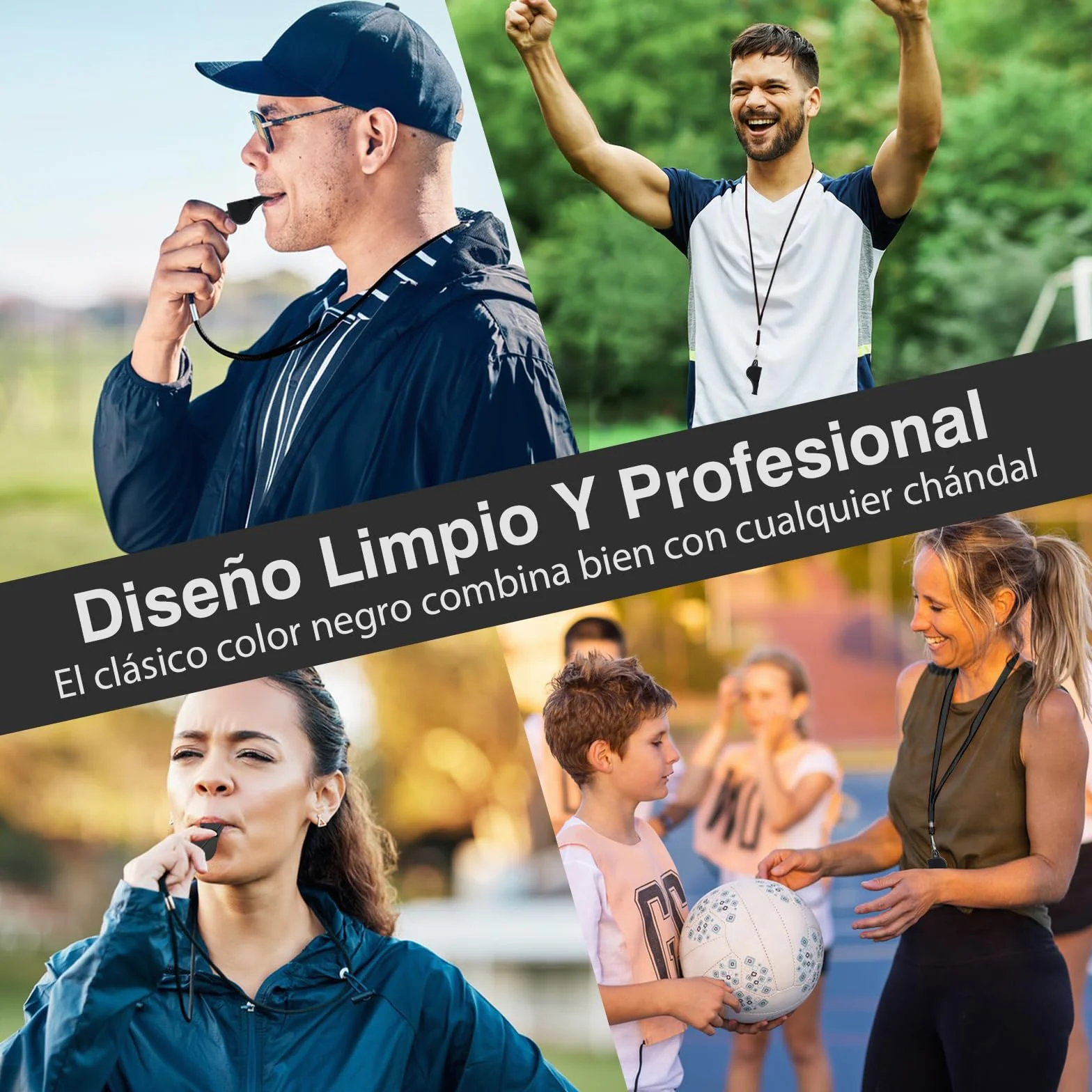 VEGCOO Silbato Arbitro Profesional de Plástico con Cuerda y Caja para Fútbol Baloncesto