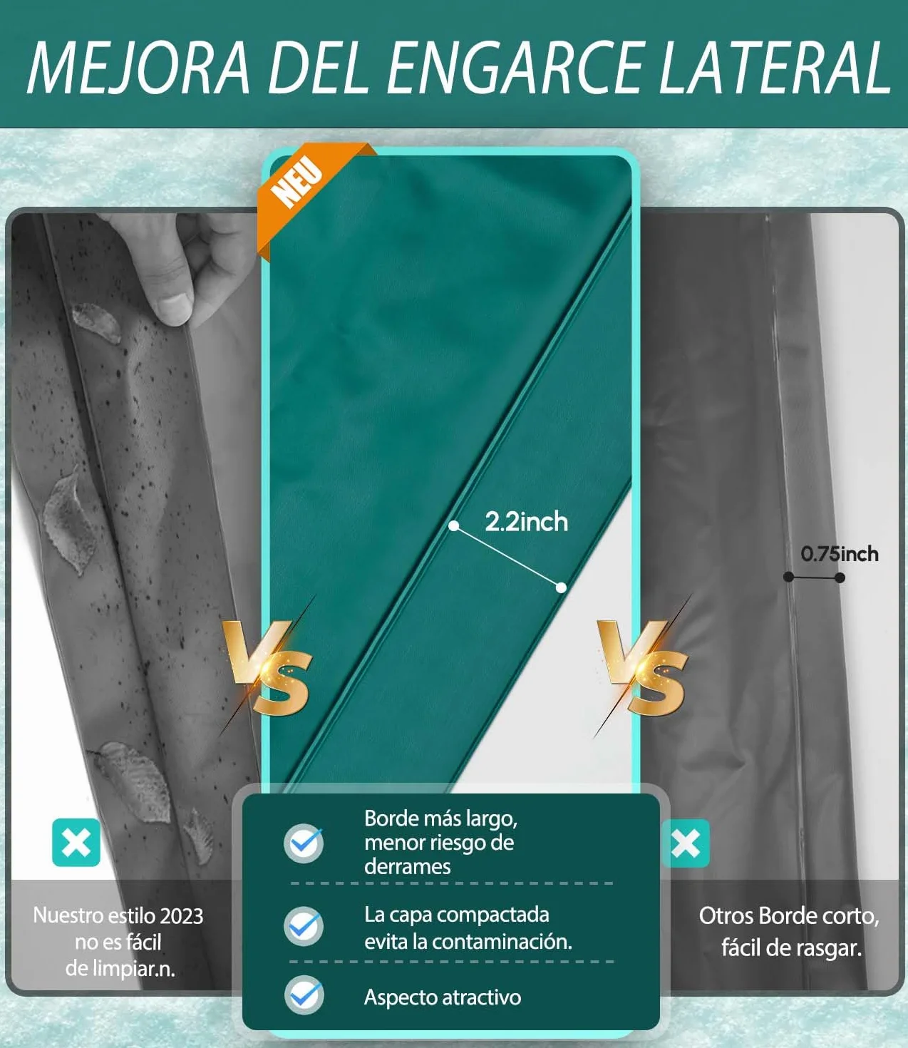 Angooni Cojín de piscina de invierno 200 x 450 cm XXL (para piscinas de 320 – 750 x 550 – 860 cm) | Cojín de aire para piscina con doble costura para cubierta de piscina | Cojín de piscina para el