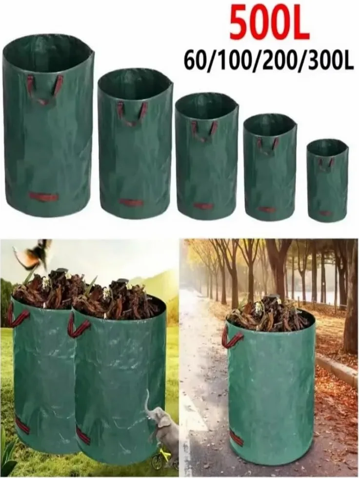 Bolsa para residuos de jardín, saco hojas reutilizable, contenedor basura para malas hierbas Bolsa para hojas