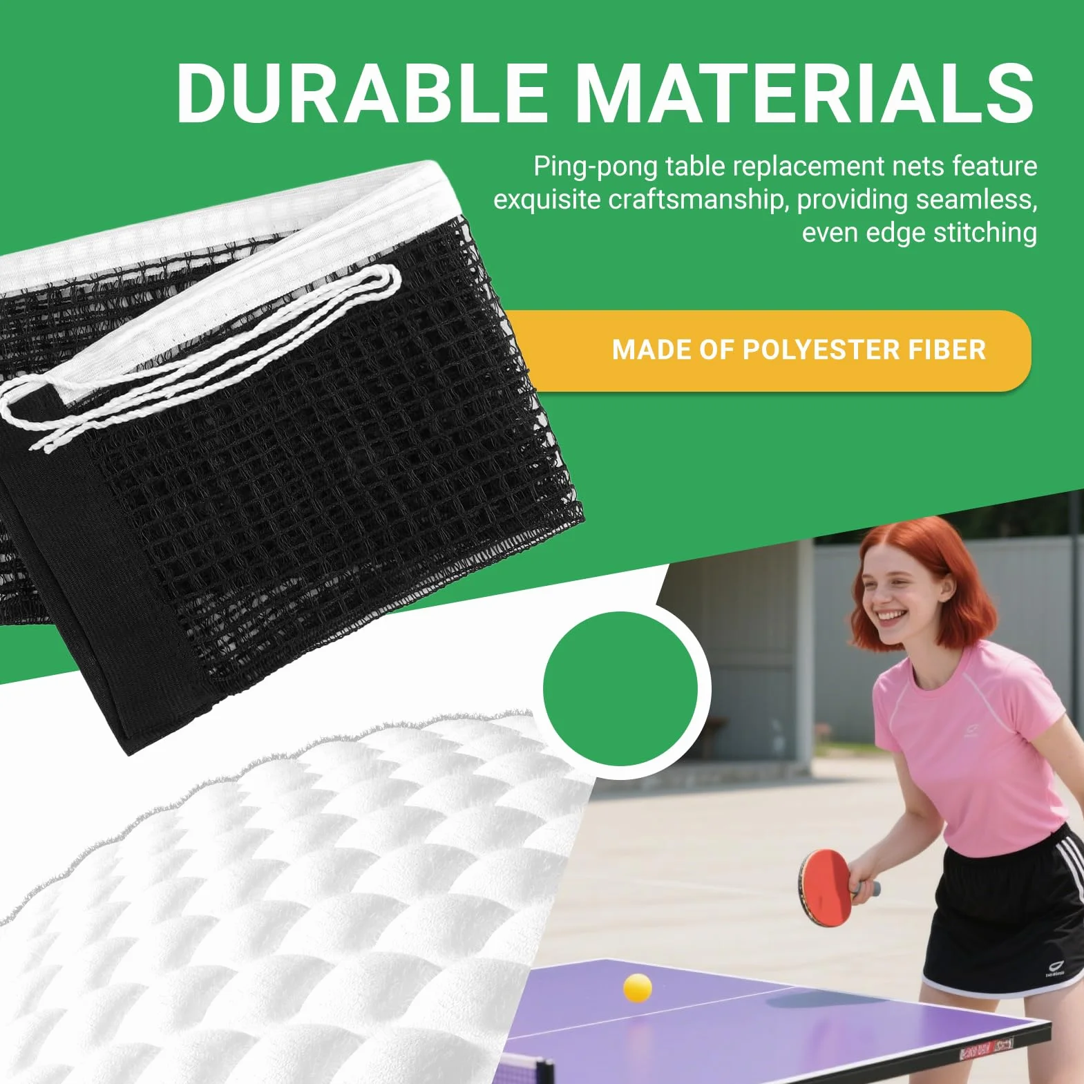 Red de Mesa de Repuesto 180x15 cm Portátil Ping Pong Durable para Interiores