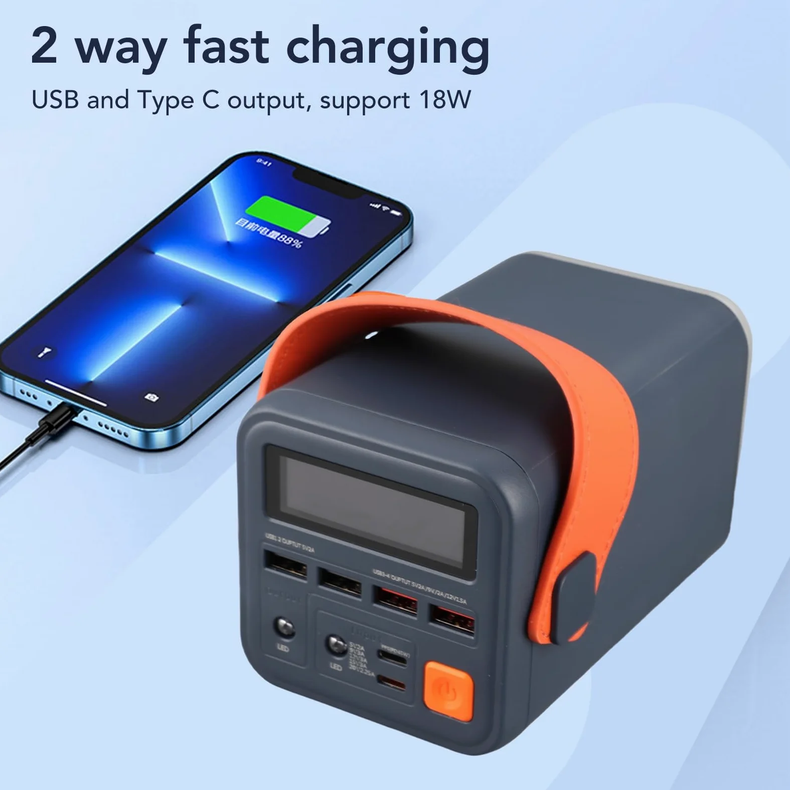 Central Eléctrica con Batería De Litio De 60000 MAh: Carga Rápida Bidireccional Portátil For Acampar Al Aire Libre Y Apagones De Emergencia(B)