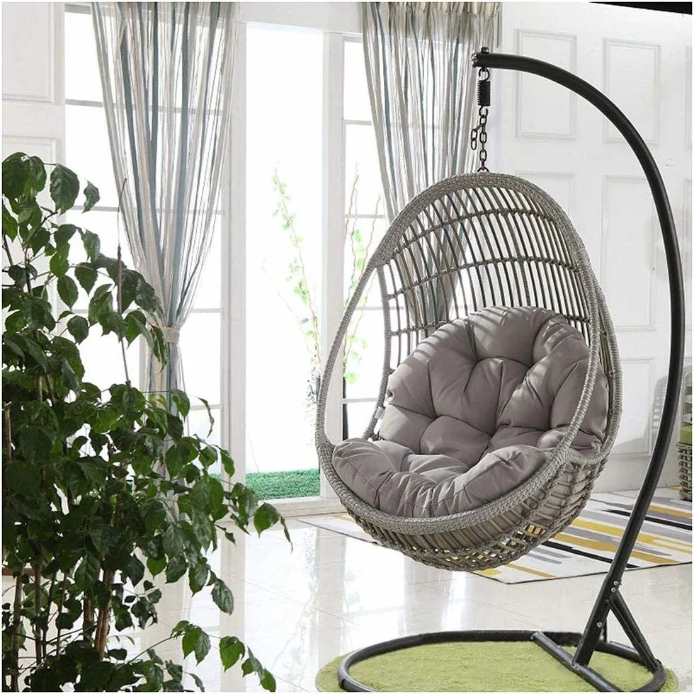 Hamaca colgante con forma de huevo, cojín para asiento columpio colgante, cojín para silla con columpio suave antideslizante para colgar la hamaca, 90 x 120 cm (sin sillón colgante)