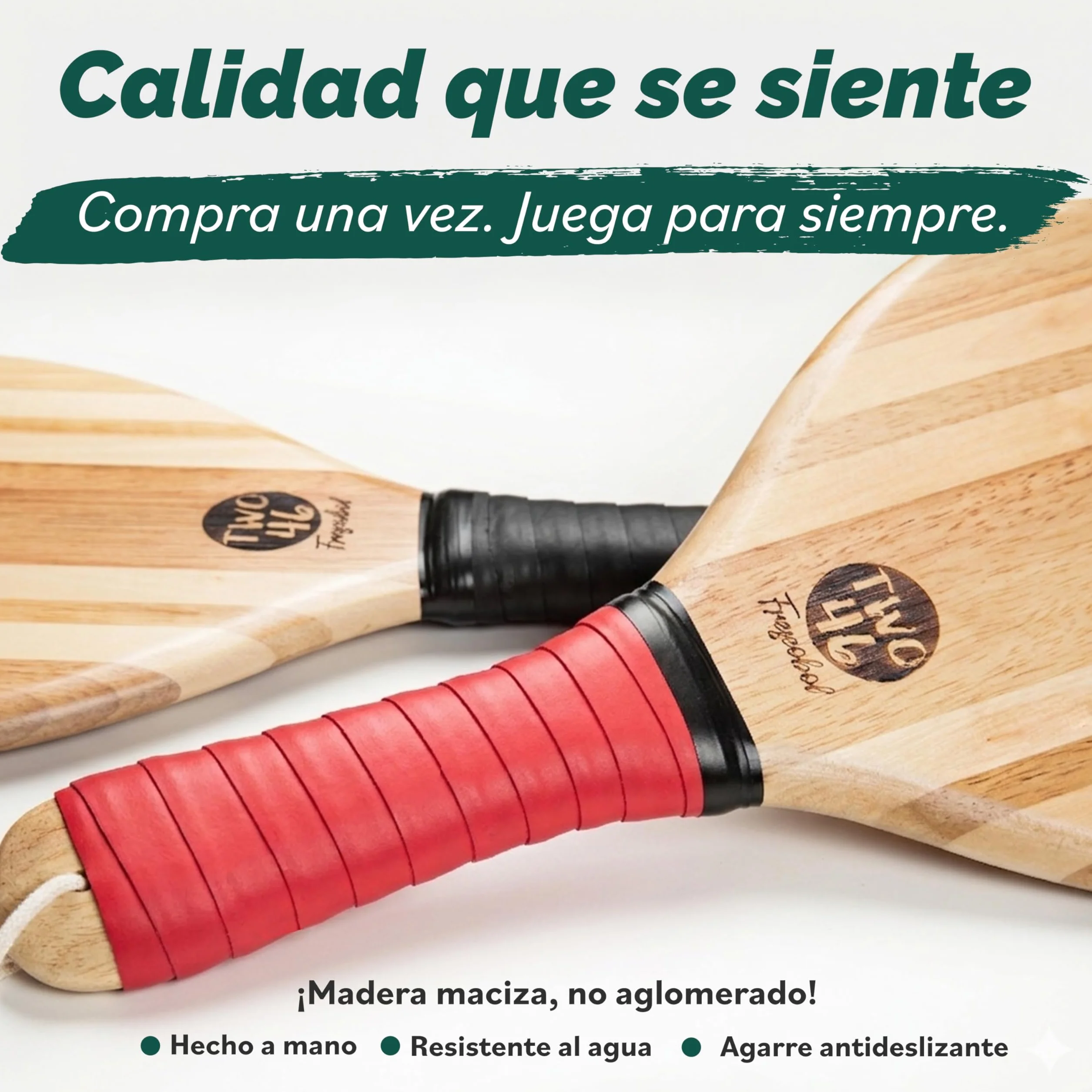 Set de Palas de Playa Premium Frescobol Palas de Madera Hechas a Mano con Bola y Funda