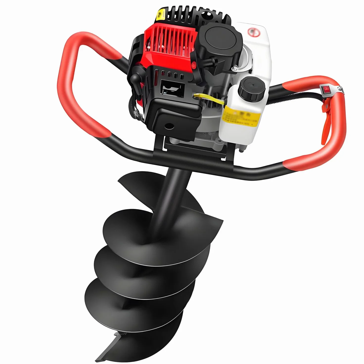 Excavadora Agujeros Poste Gas,Taladro Inalámbrico Perforación Rápida Suelo,Motor 4 Tiempos 199 CC,Velocidad 9800 RPM,Taladro Tierra Portátil Plantación Granja Jardína 8CM