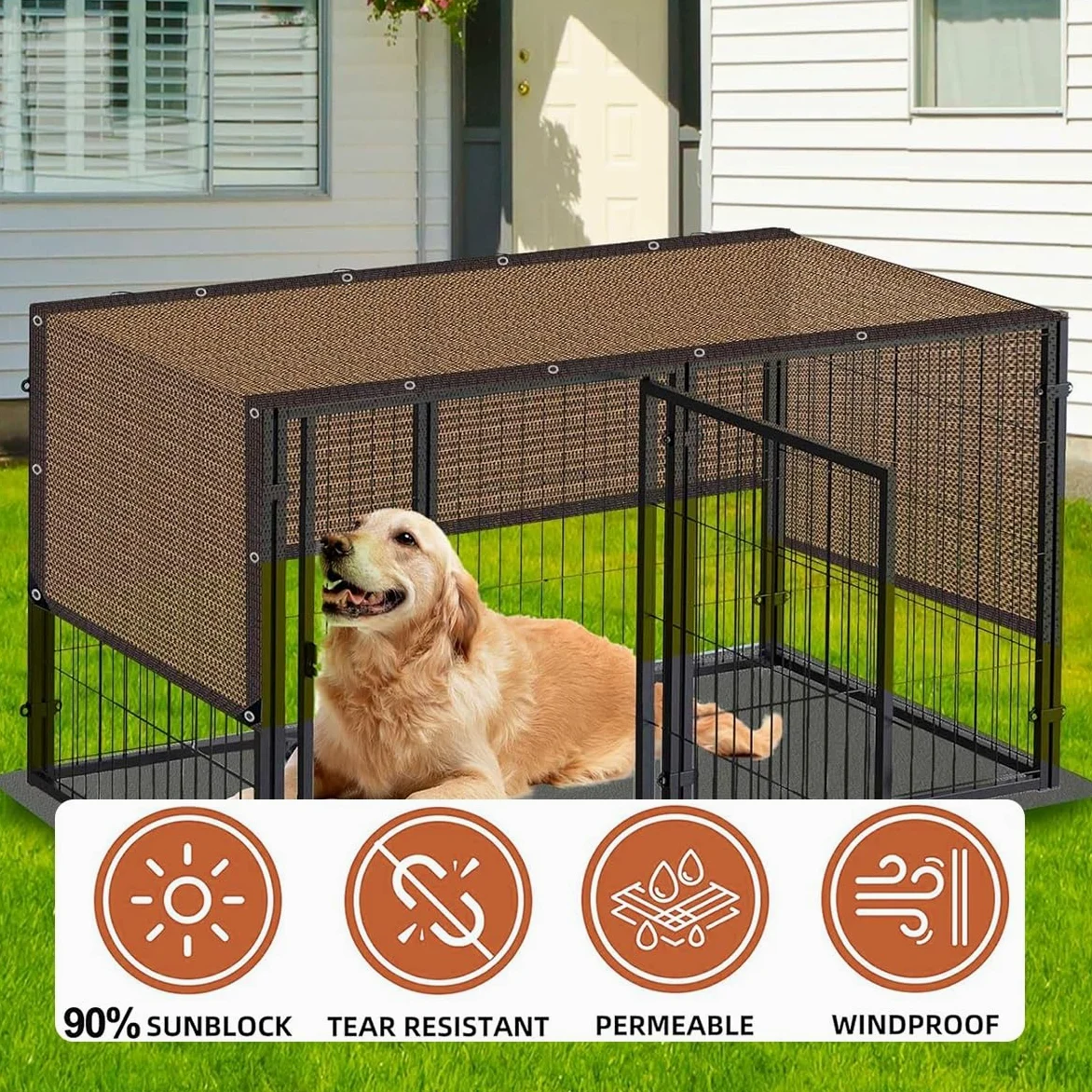 Toldo Vela de Sombra Rectangular, Malla Sombra para Jardin Exterior Protección UV del 90%, 2x2 2x3 3x3 3x4 3x5 4x4 4x5 4x6 5x5 6x4 Tela de Sombra con Ojales, Color del café(3x5m)