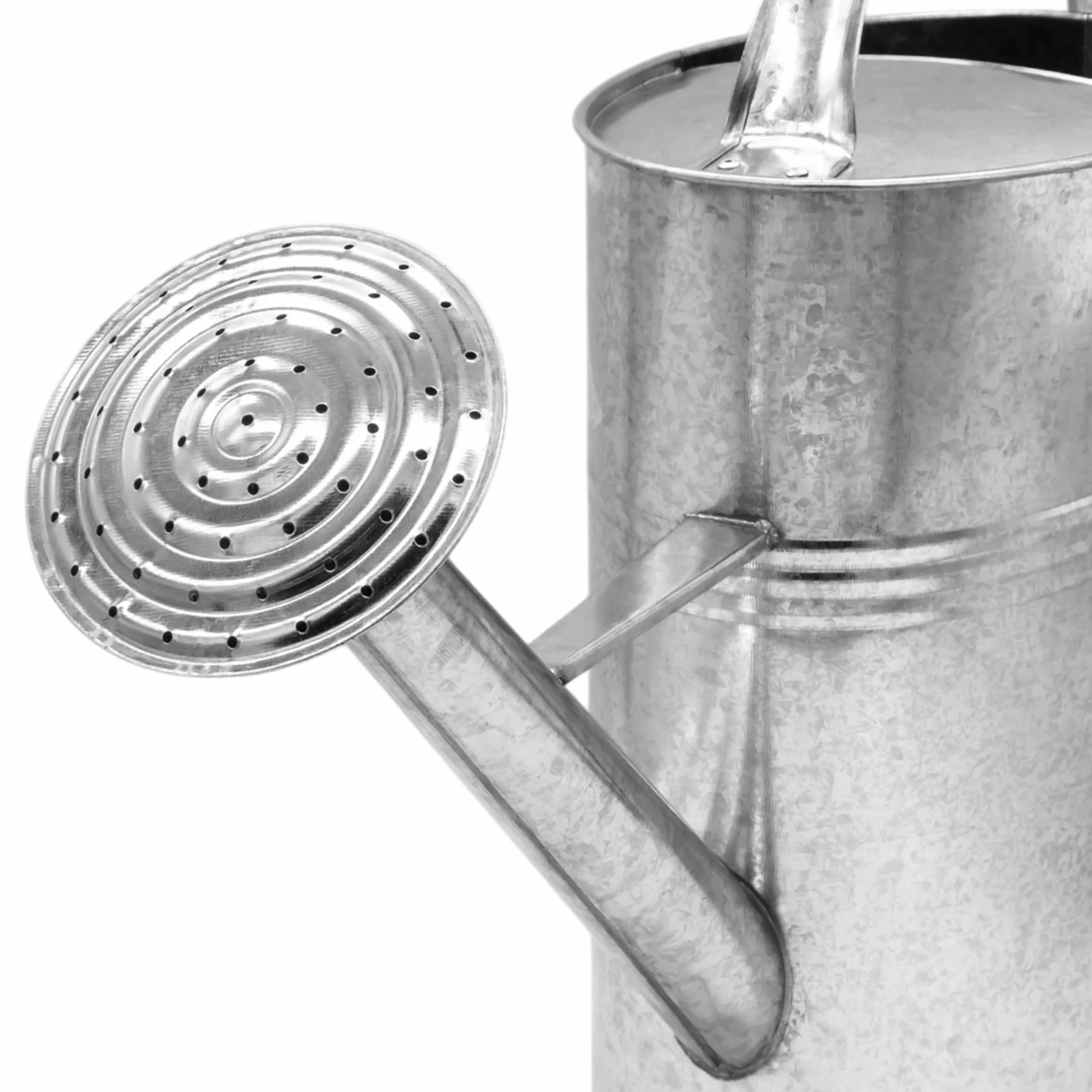 Regadera de jardín galvanizado 10 L, interior y exterior, metal con cabezal de ducha desmontable, zinc nostálgico resistente a las inclemencias del tiempo