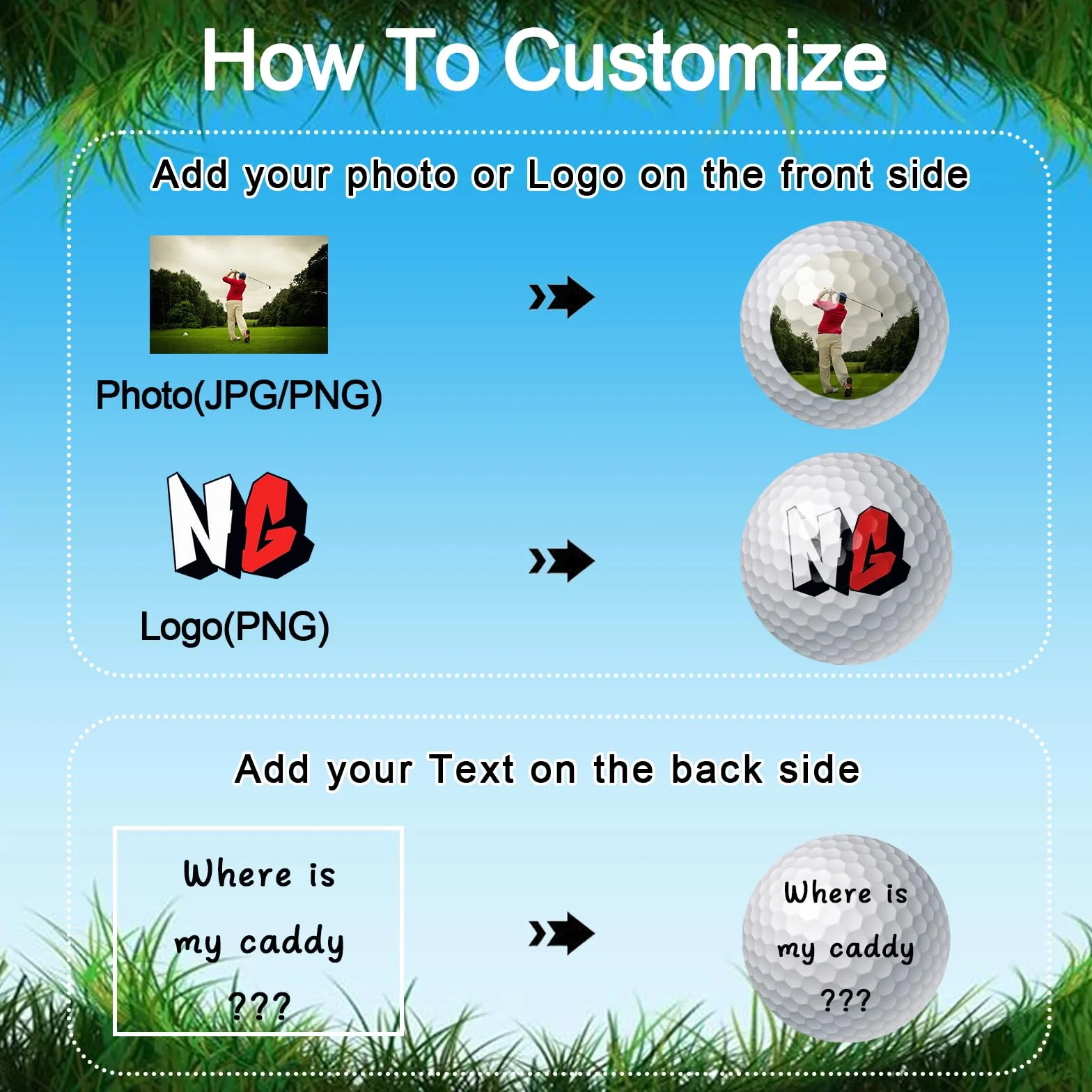 Bolas De Golf Personalizadas con Nombre Logotipo Imagen Texto Regalo para Golfistas