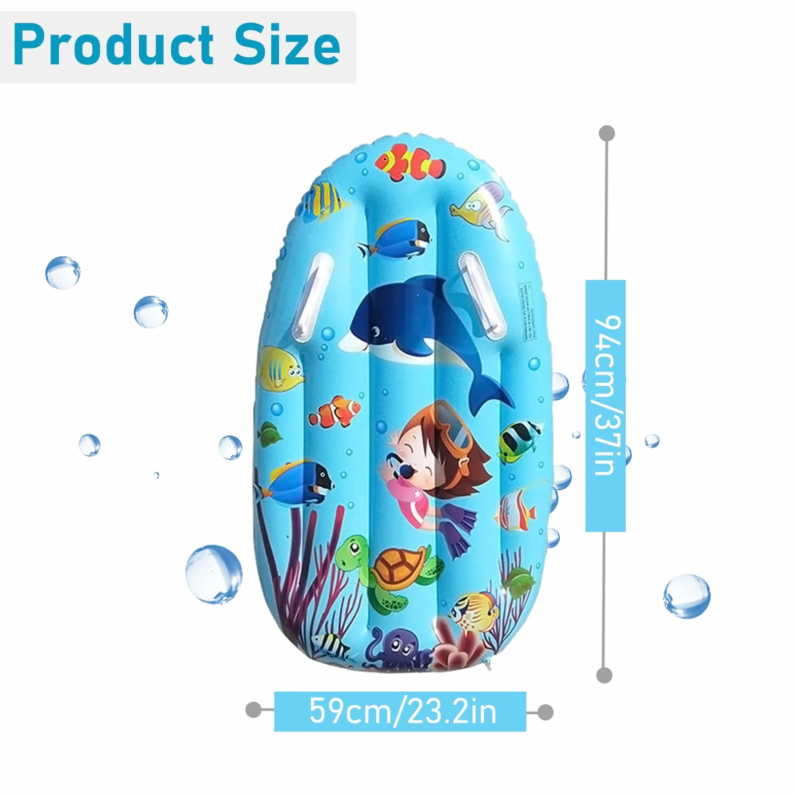 Hillylolly Bodyboard Inflable 94 x 54 CM Tabla Surf Niños Azul