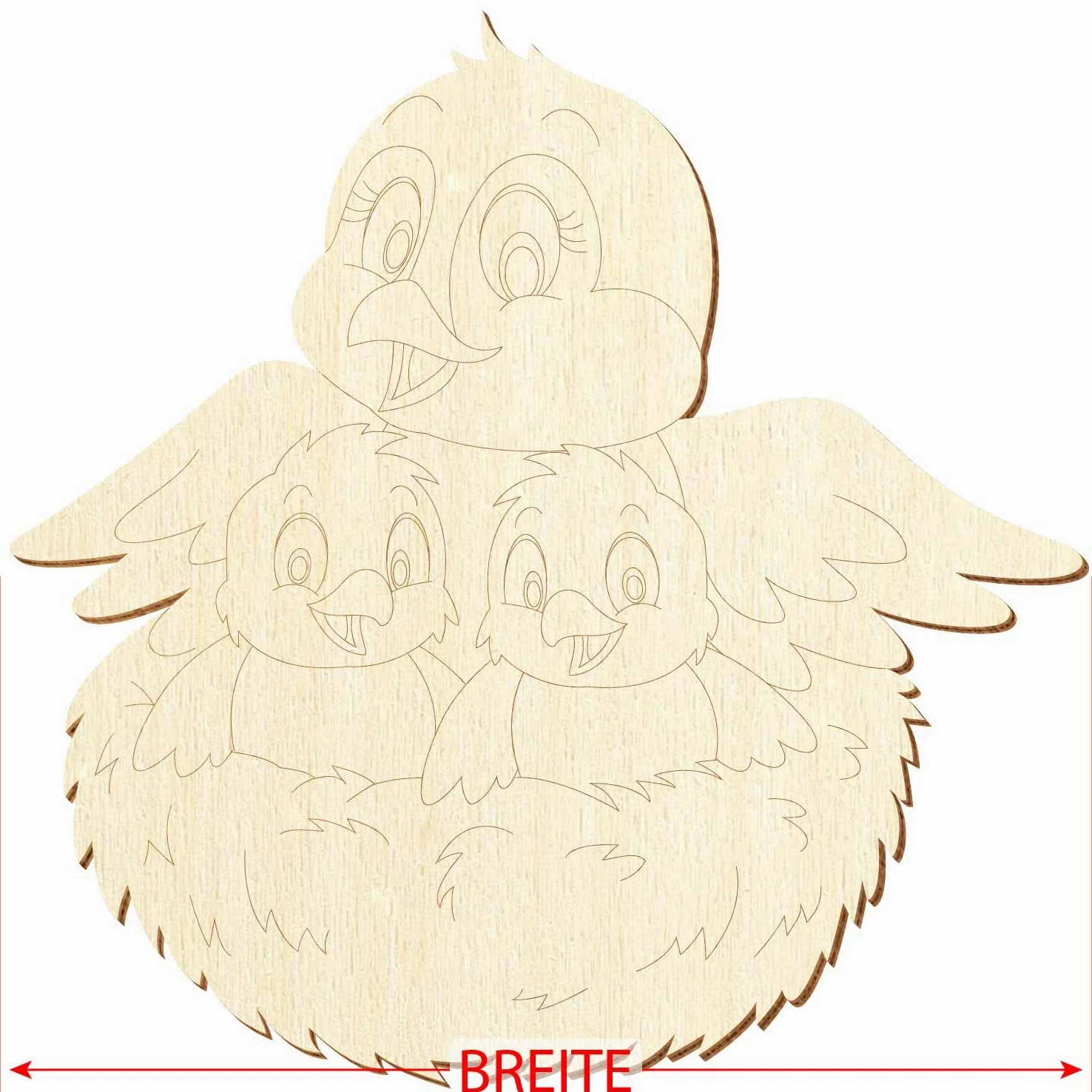 Nido de pájaros de madera, manualidades 5-50 cm, paquete con 25 unidades, ancho: 15 cm