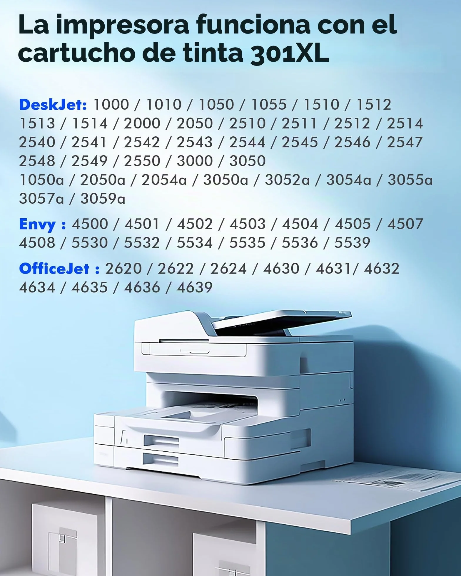 Cartuchos de Tinta HP 301XL Negro y Color, Alta Capacidad Compatible para HP Envy 4500 DeskJet 2540 OfficeJet 2620