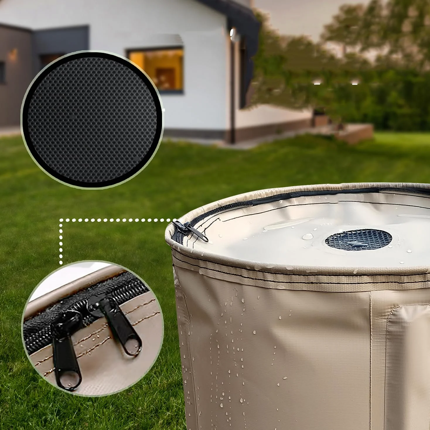 Depósito de recolección de agua de lluvia de 380 L con grifo de filtración resistente a los rayos UV, colector de agua de lluvia, sistema de reciclaje de agua ecológico para agua de lluvia natural Sto
