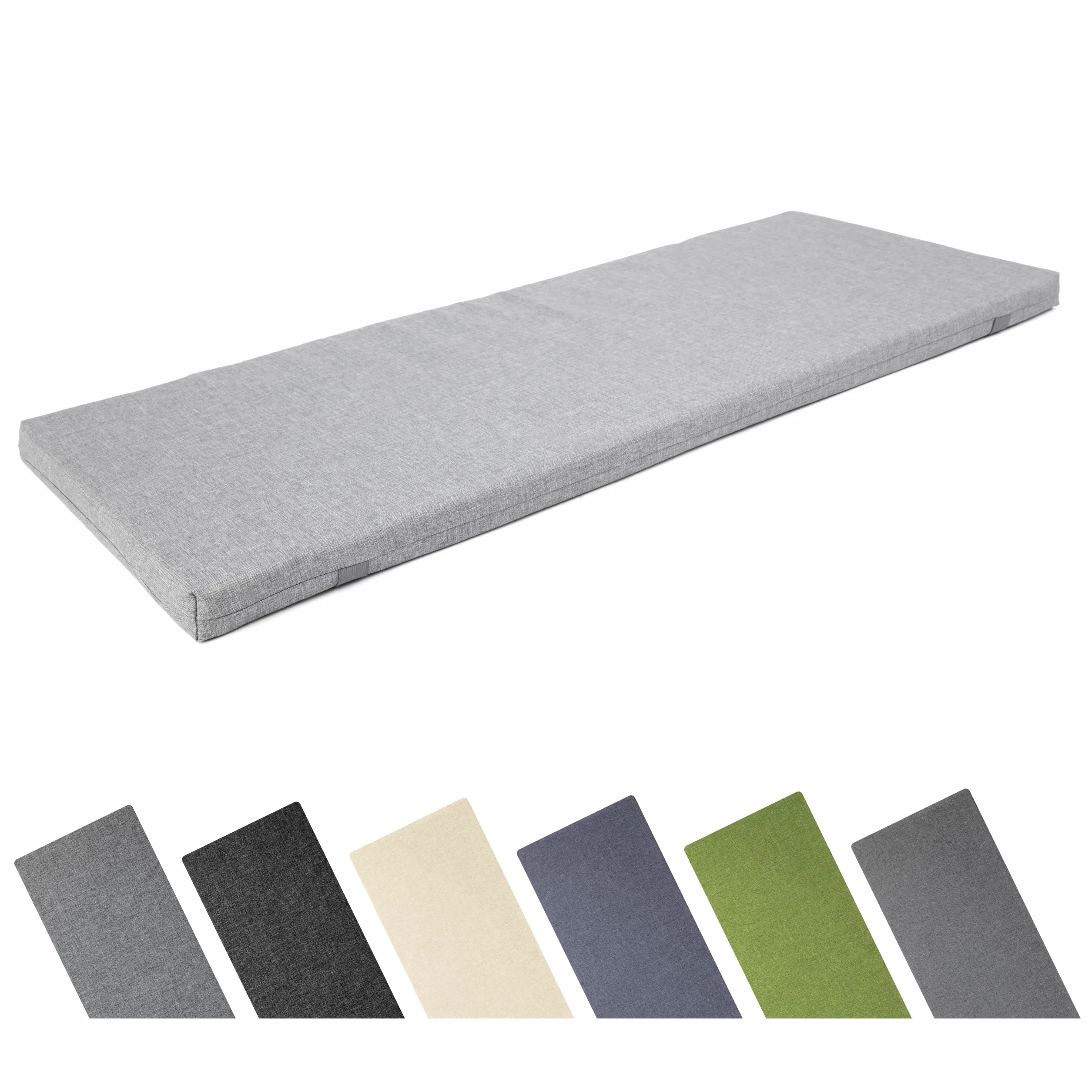 Garronda Cojín Impermeable para Banco 100x40 cm Aprox 4 cm Grosor Asiento Exterior para Banco de jardín y Columpio Acolchado Resistente UV con Cintas Gris Claro GD-0220