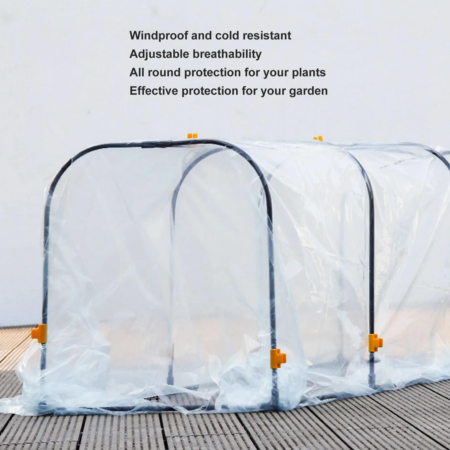 Kit de Calentamiento de Invierno de película de Invernadero de plástico Transparente con Aros Resistentes Aislamiento Multicapa para protección de Plantas de jardín de balcón