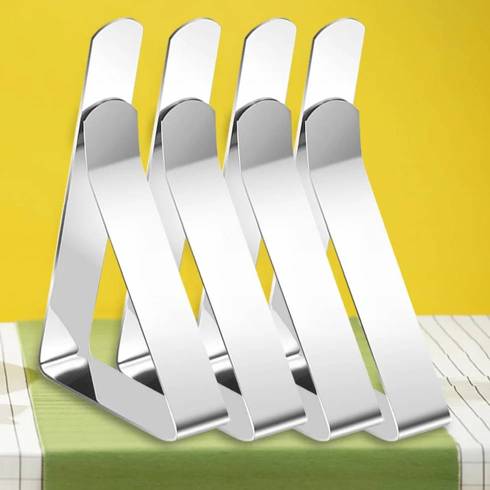 4 clips para mantel, pinzas para mantel, abrazaderas de acero inoxidable, soportes ajustables para manteles para interiores y exteriores, picnics, fiestas, bodas, cenas, escuela
