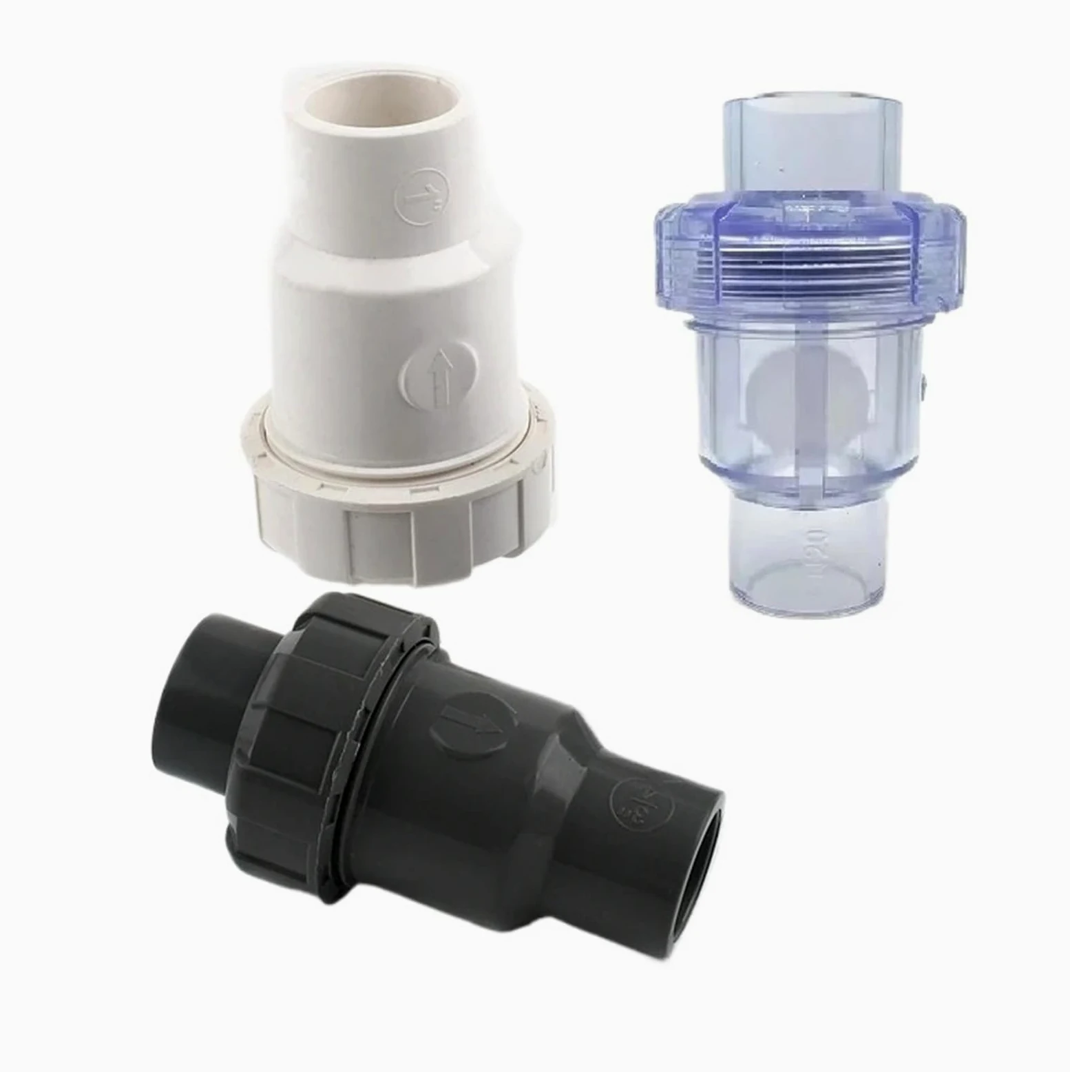 1 válvula de retención bola UPVC 20, 25, 32, 40 y 50 mm, vertical, adaptador escape for riego jardín acuario, conector tubería PVC(Dark Gray,20mm Inner diameter)