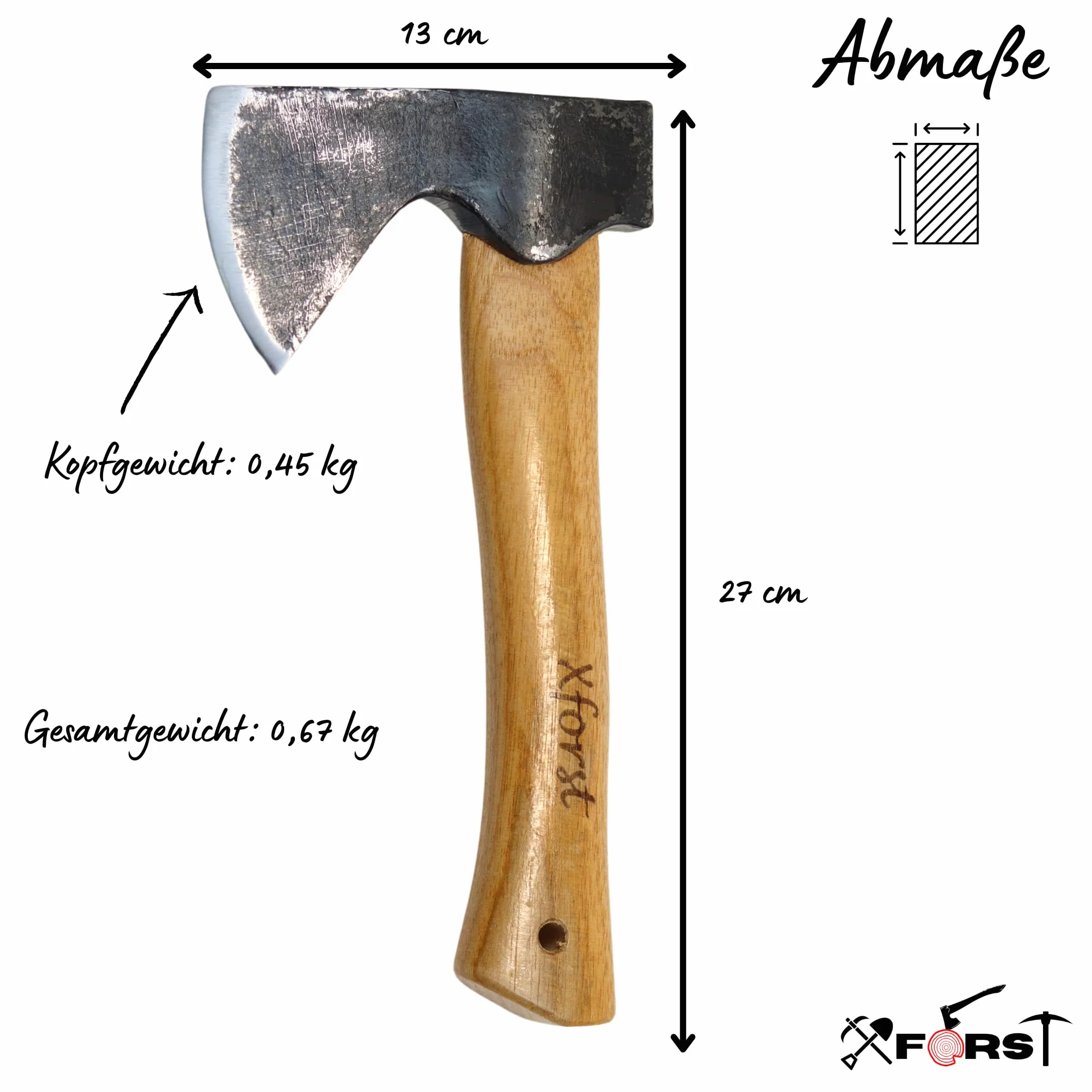 Xforst Hacha vikinga AG1Black, mango de nogal + protecciónde corte auténtica