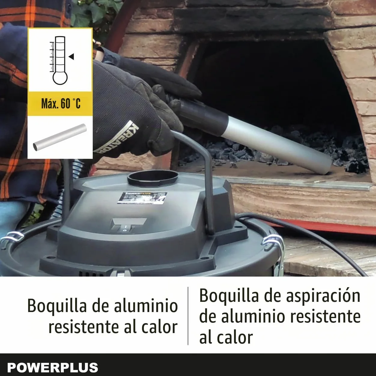 Powerplus Aspirador de cenizas POWX308-1200 W Con 19 kPa de potencia de succión