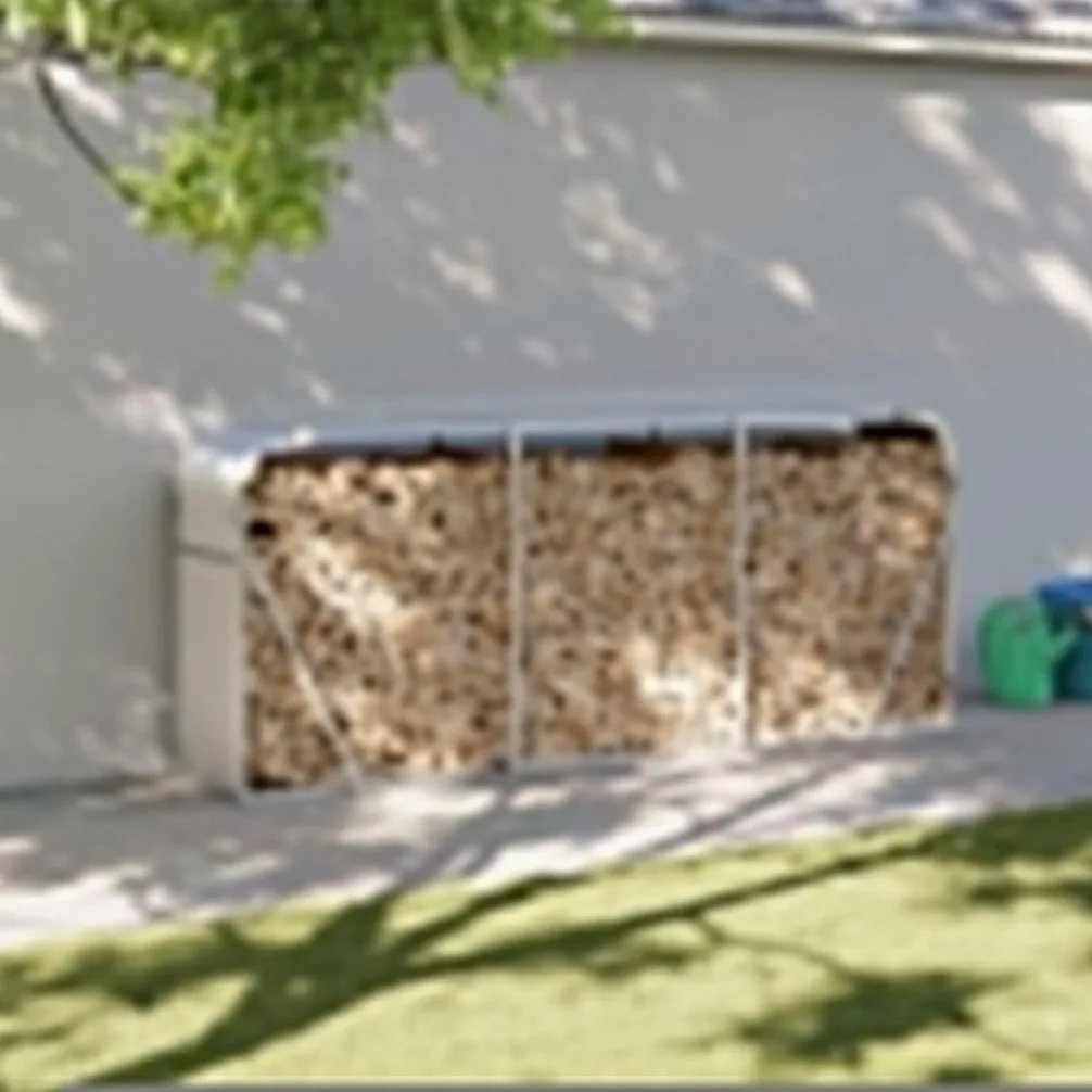 IKAYAA Estante de Leña Exterior 234 x 45 x 100 cm Estante de Acero para Leña Chimenea Plateado