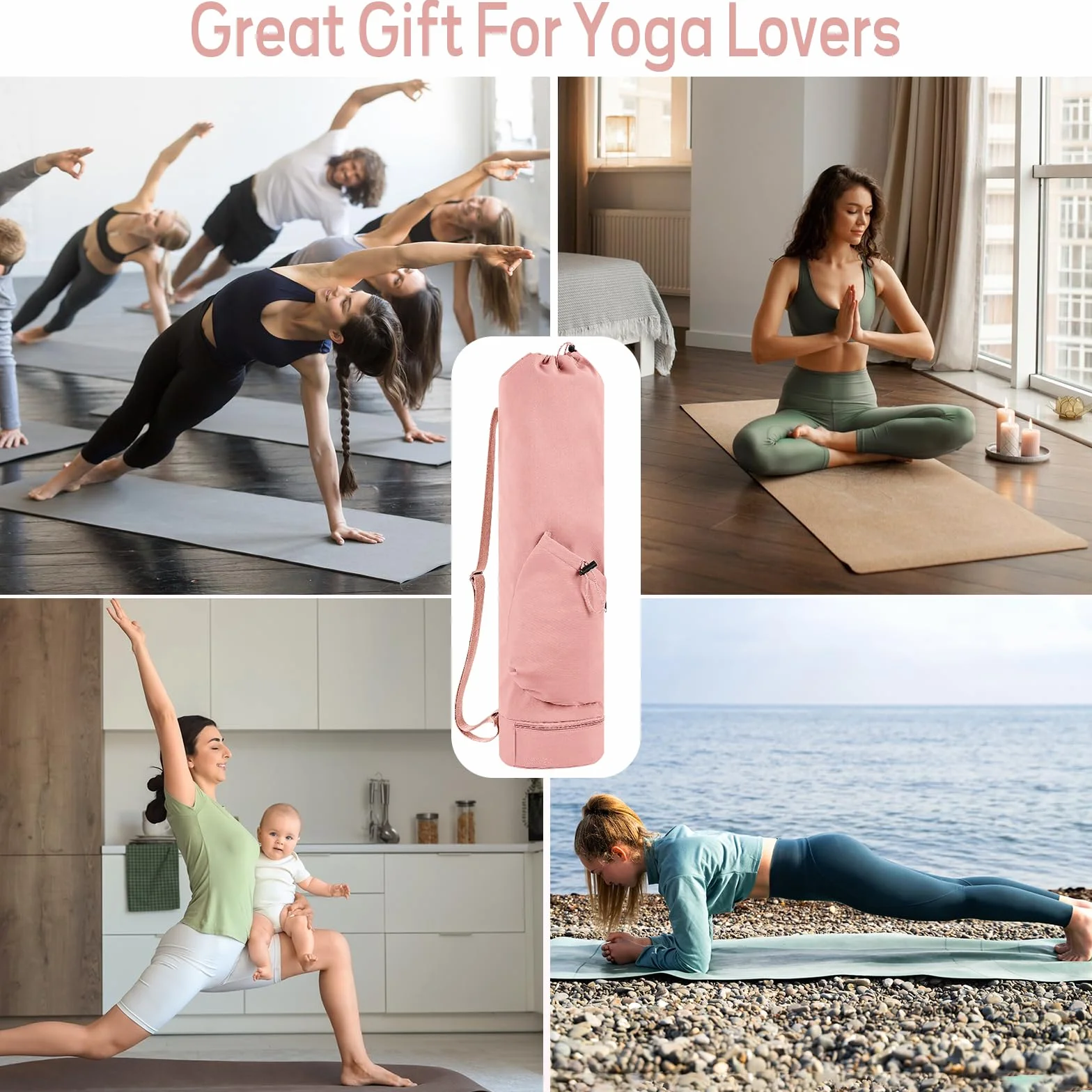 Bolsa para esterilla de yoga, soporte con almacenamiento multifunción para gimnasio, playa, viajes