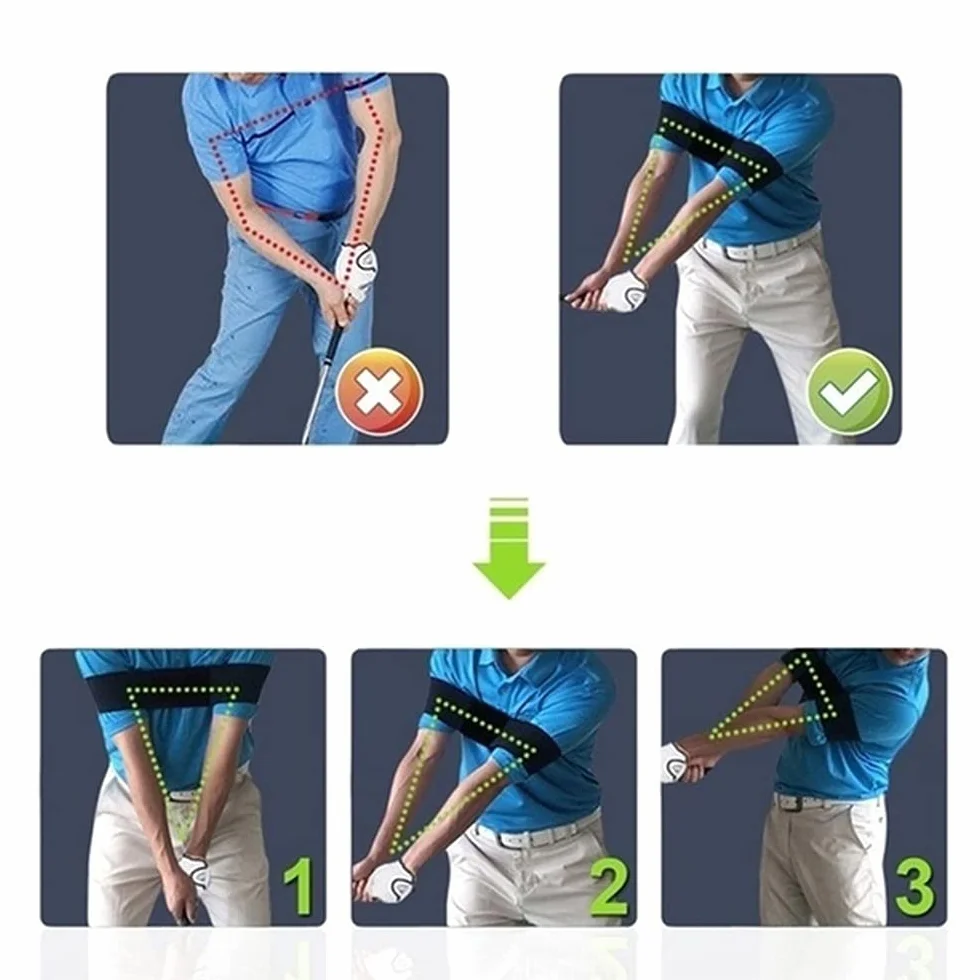 Cinturón de Brazo Oscilante para Entrenamiento de Golf, 2 Piezas Corrección de Postura y Memoria Muscular