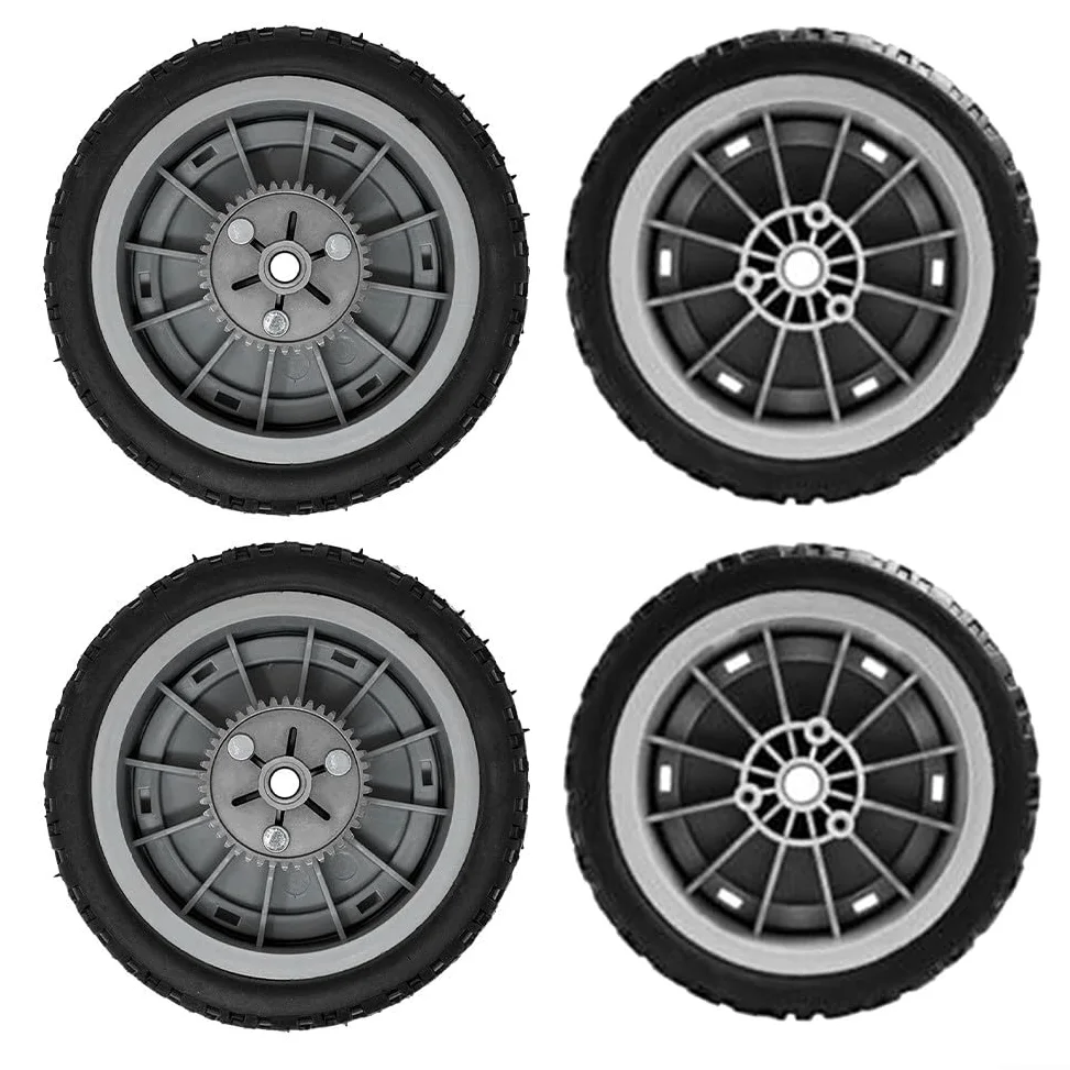 Kit de repuesto para rueda de cortacésped Toro: conjunto de rueda delantera y trasera compatible con modelos Toro 20053-20384, reemplaza las piezas 107-3708 y 107-3709, para cortacésped de jardín para