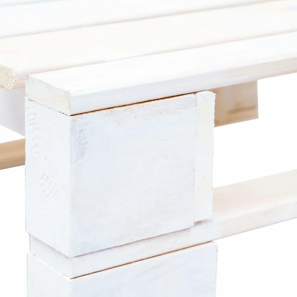 Mesa Centro Palets Jardín Otomana Palés Exterior Reposapiés Mueble Pallet Patio Terraza Madera Pino Impregnada Blanca