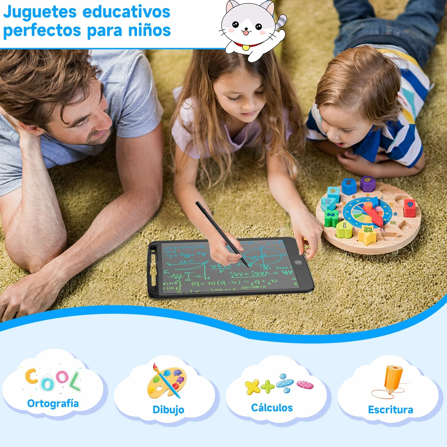 Tableta de Escritura LCD 10 Pulgadas Bloc de Dibujo Electrónico Portátil para Niños (Negro)