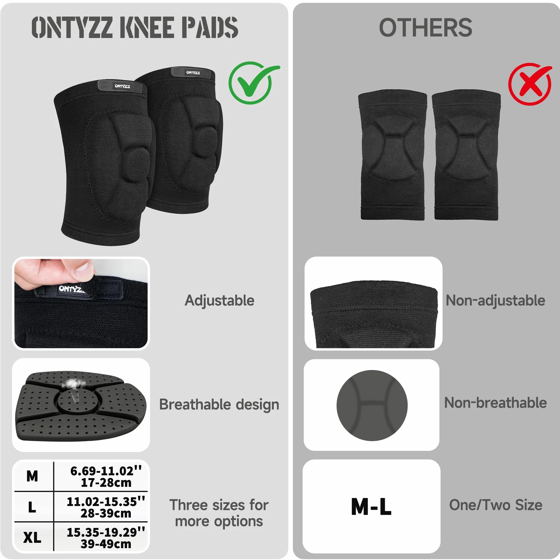 ONTYZZ Rodilleras de Voleibol Transpirables Elásticas 1 Par