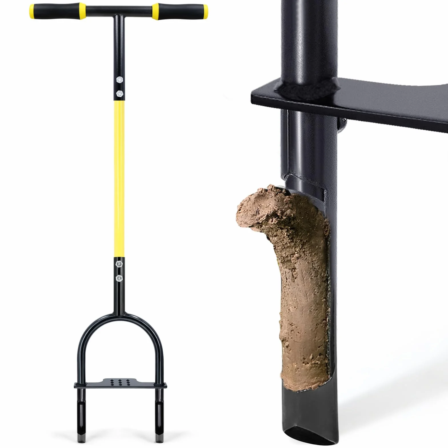 JARDINEER Aireador de césped, herramienta de extracción de hueso, aireador manual para compactación del suelo, aireador de césped para patios pequeños, jardín, césped