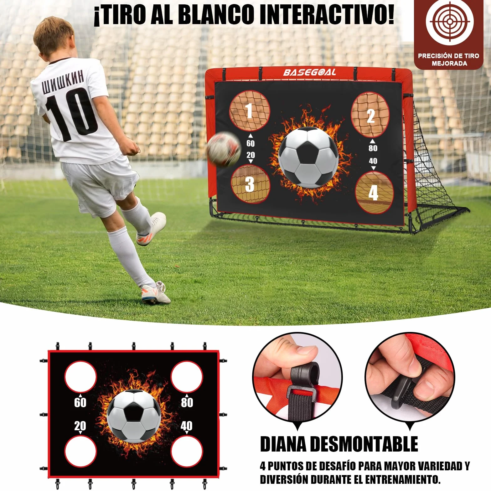 Porteria Futbol Plegable Portatil 150x120 CM con Bolsa Transporte Diana Colgante