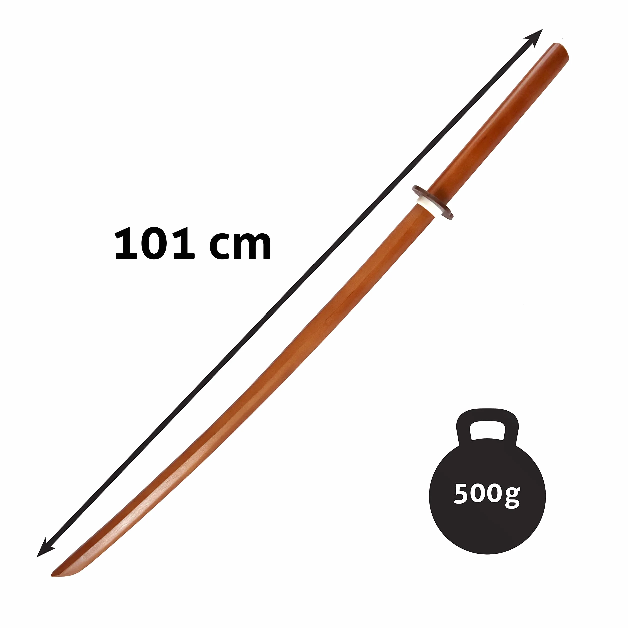 DEPICE Bokken de Haya con Saya 101 cm 500 g Madera Natural Lacado Transparente Iaido Aikido